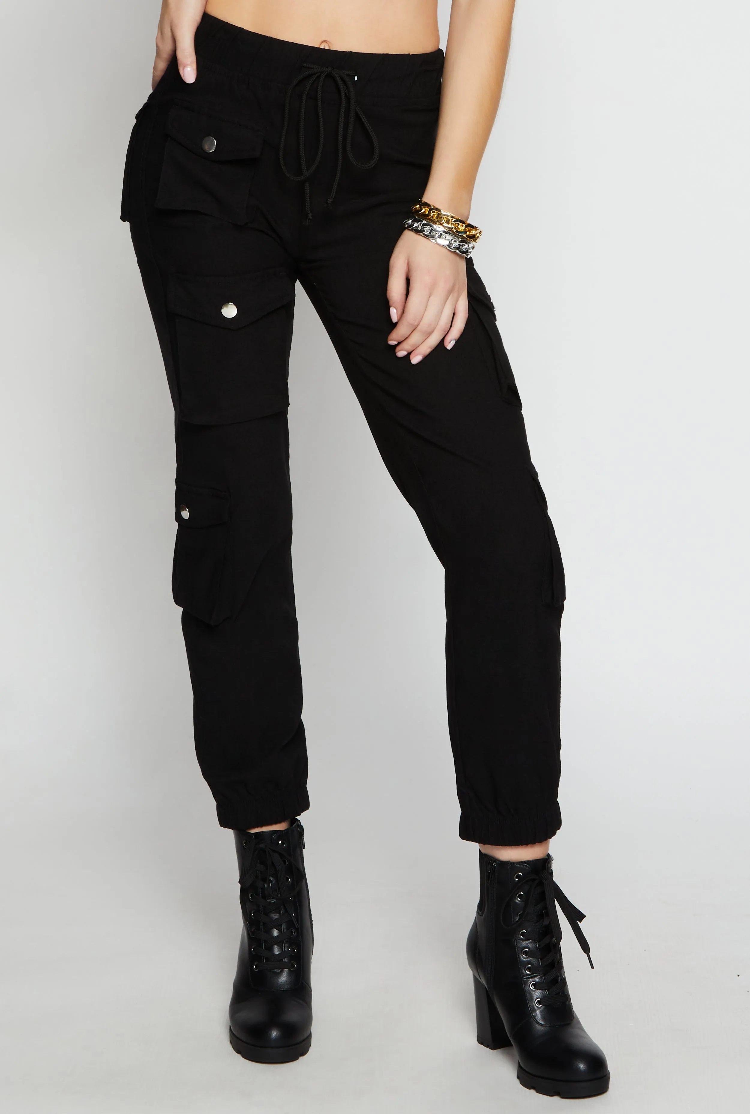 Stretch Drawstring High Waist Cargo Pants sold by Rainbow product image thumbnail 2