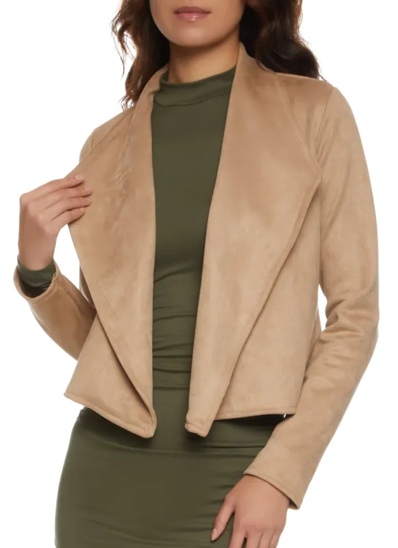 Faux Suede Drape Front Blazer sold by Rainbow