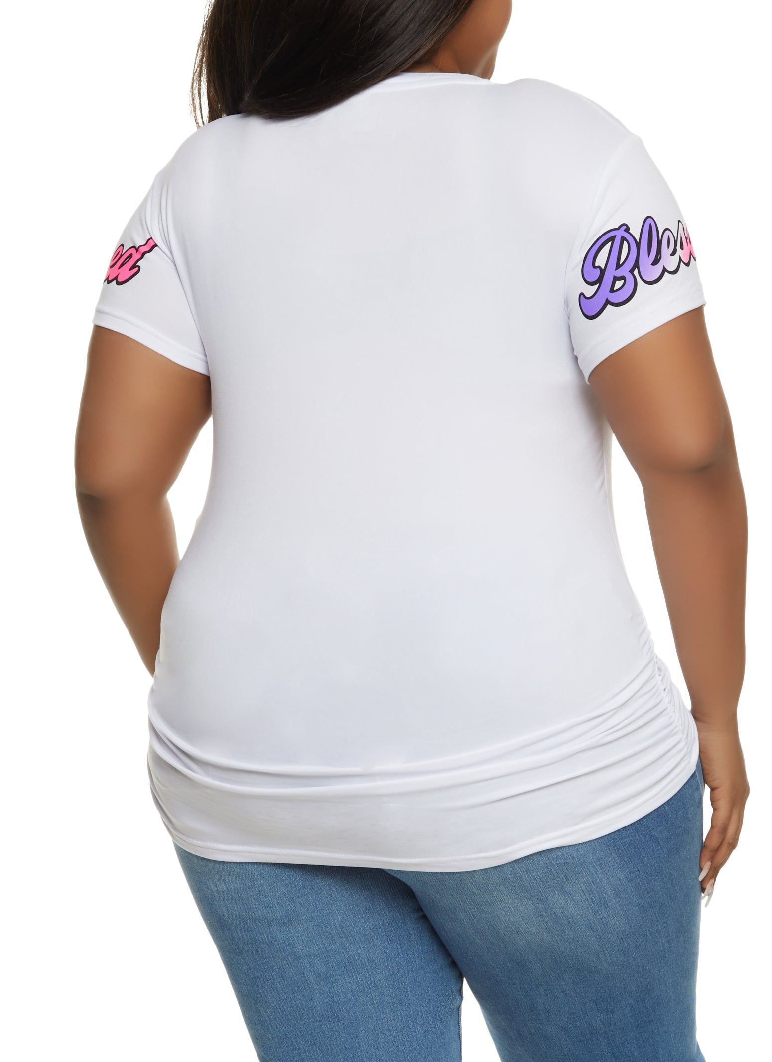 Plus Size Blessed Beautiful Chosen Ruched Graphic Tee sold by Rainbow product image thumbnail 2