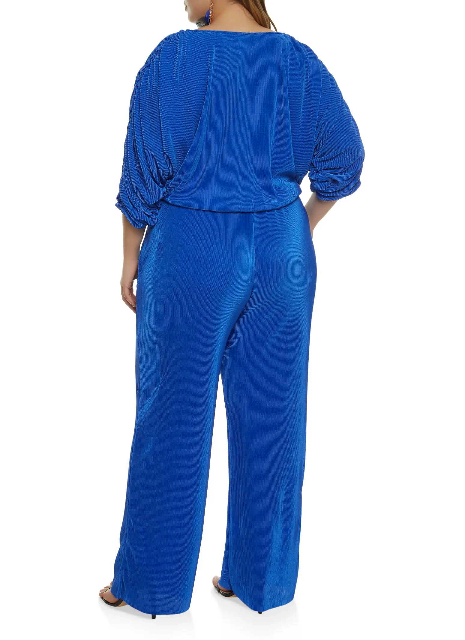 Plus Size Plisse Ruched Sleeve Blouse and Pants Set sold by Rainbow product image thumbnail 2