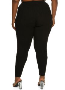 Plus Size Ribbed High Waist Leggings sold by Rainbow