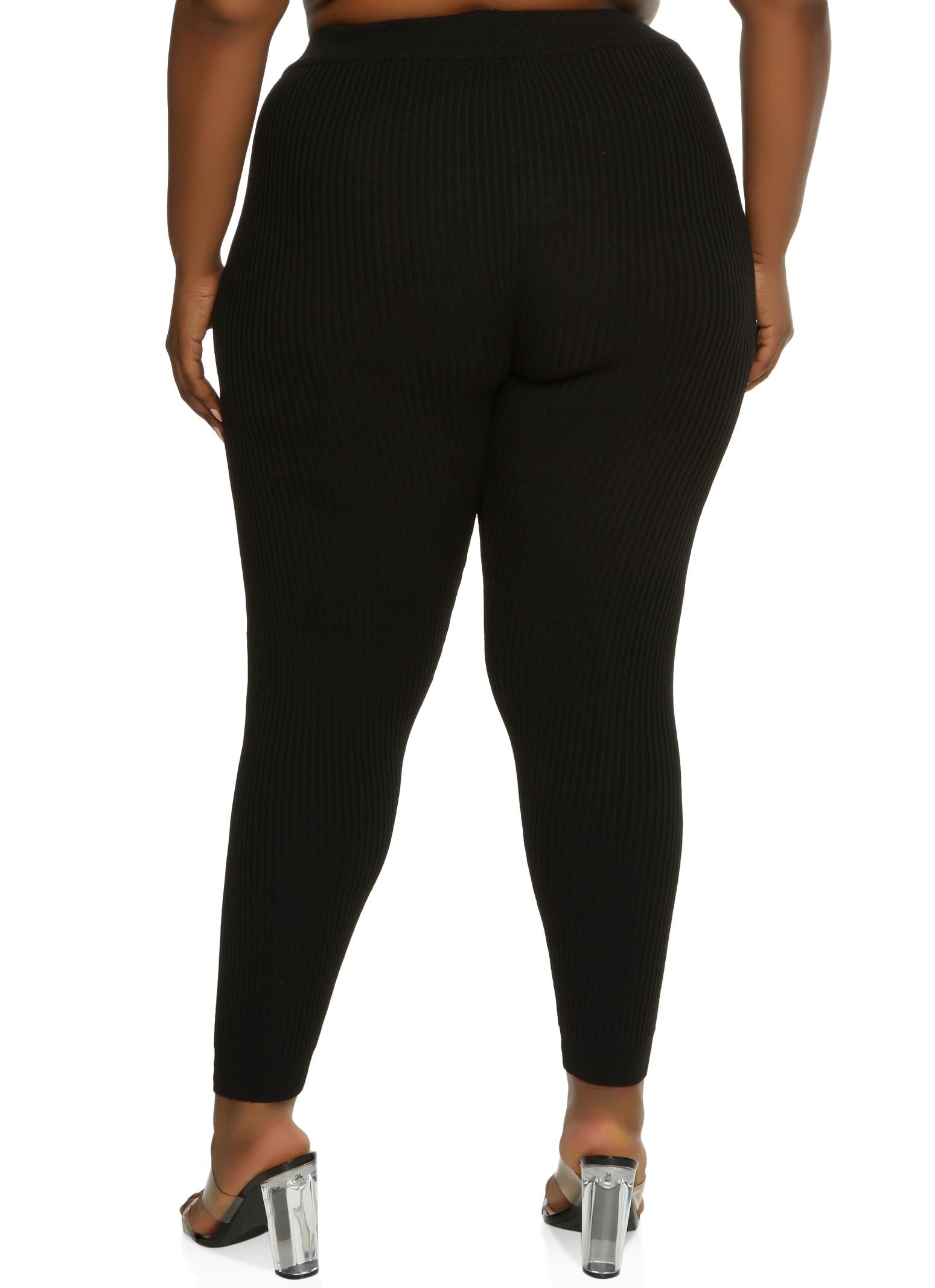 Plus Size Ribbed High Waist Leggings sold by Rainbow product image thumbnail 2