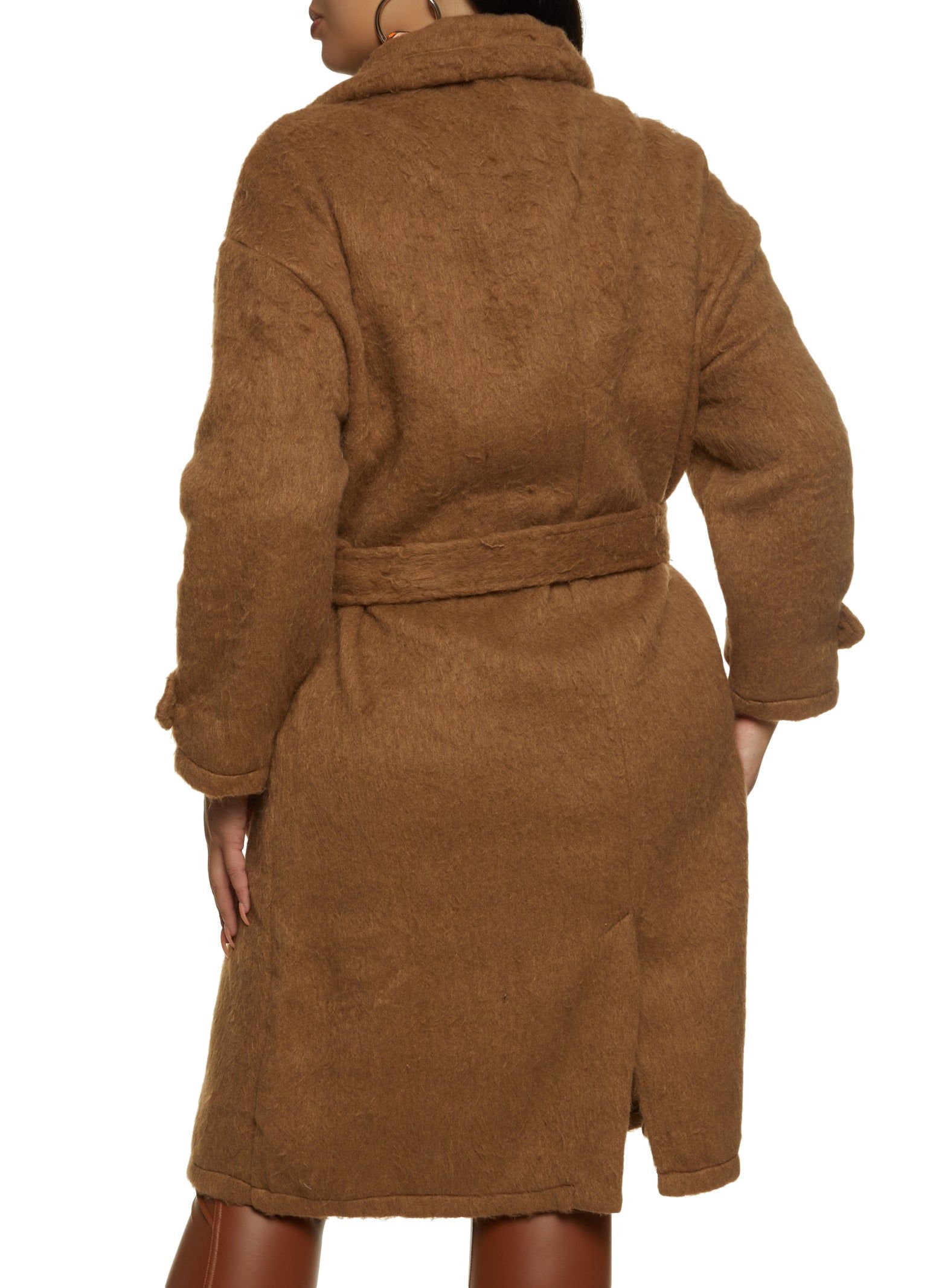 Plus Size Button Front Tie Waist Belted Coat sold by Rainbow product image thumbnail 3