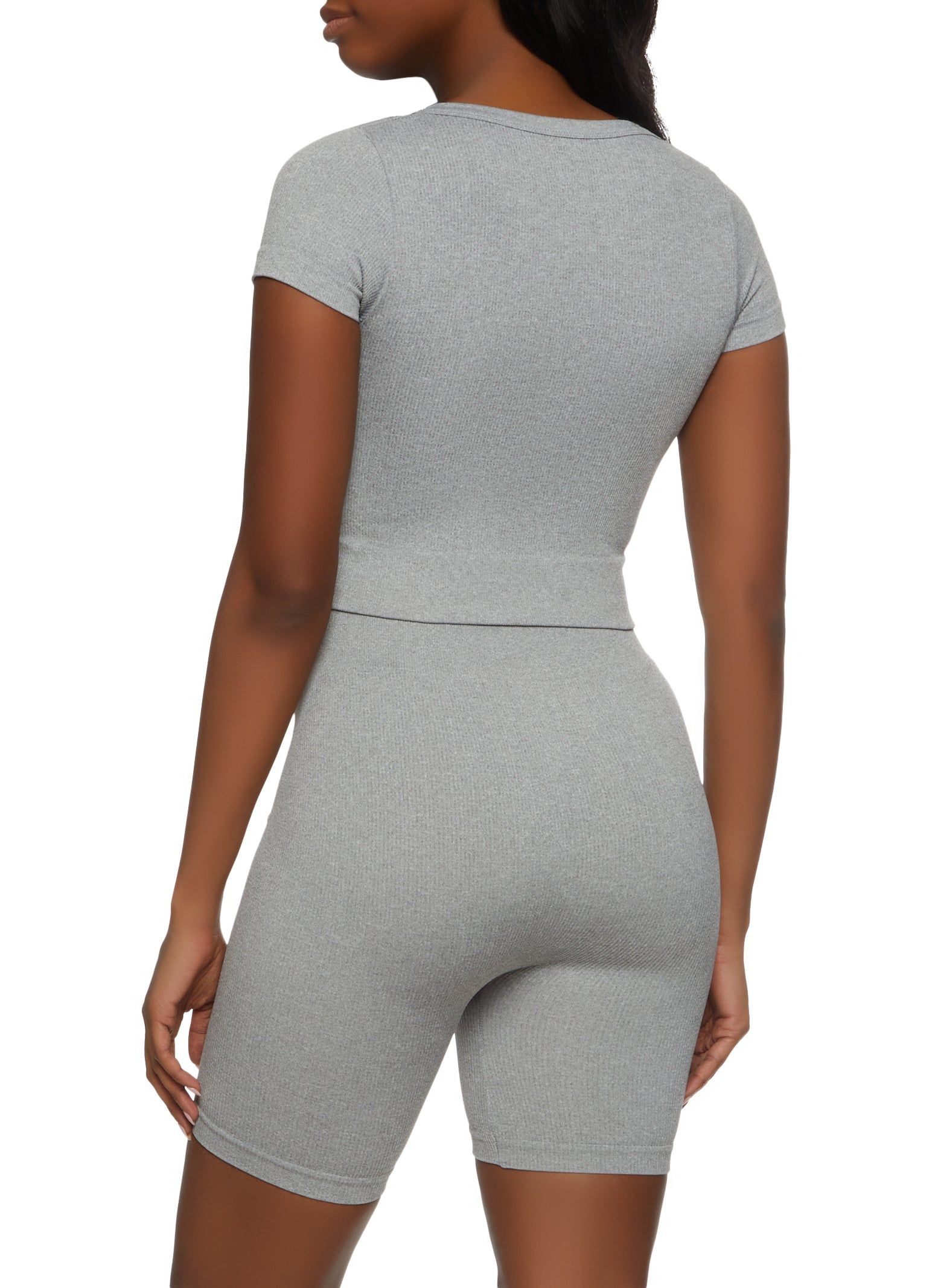 Rib Knit Seamless Crop Top and Biker Shorts sold by Rainbow product image thumbnail 2