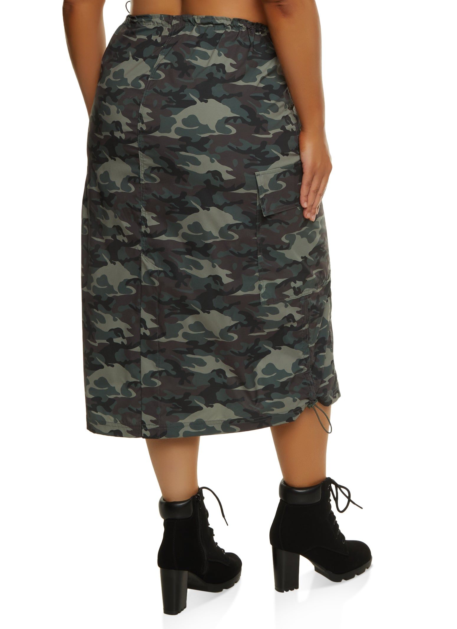 Plus Size Camo Cargo Pocket Midi Skirt sold by Rainbow product image thumbnail 3