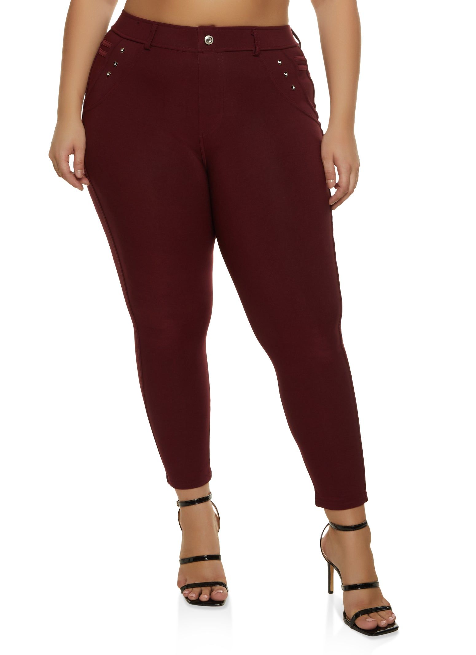 Plus Size Rhinestone Detail Scuba Pants sold by Rainbow