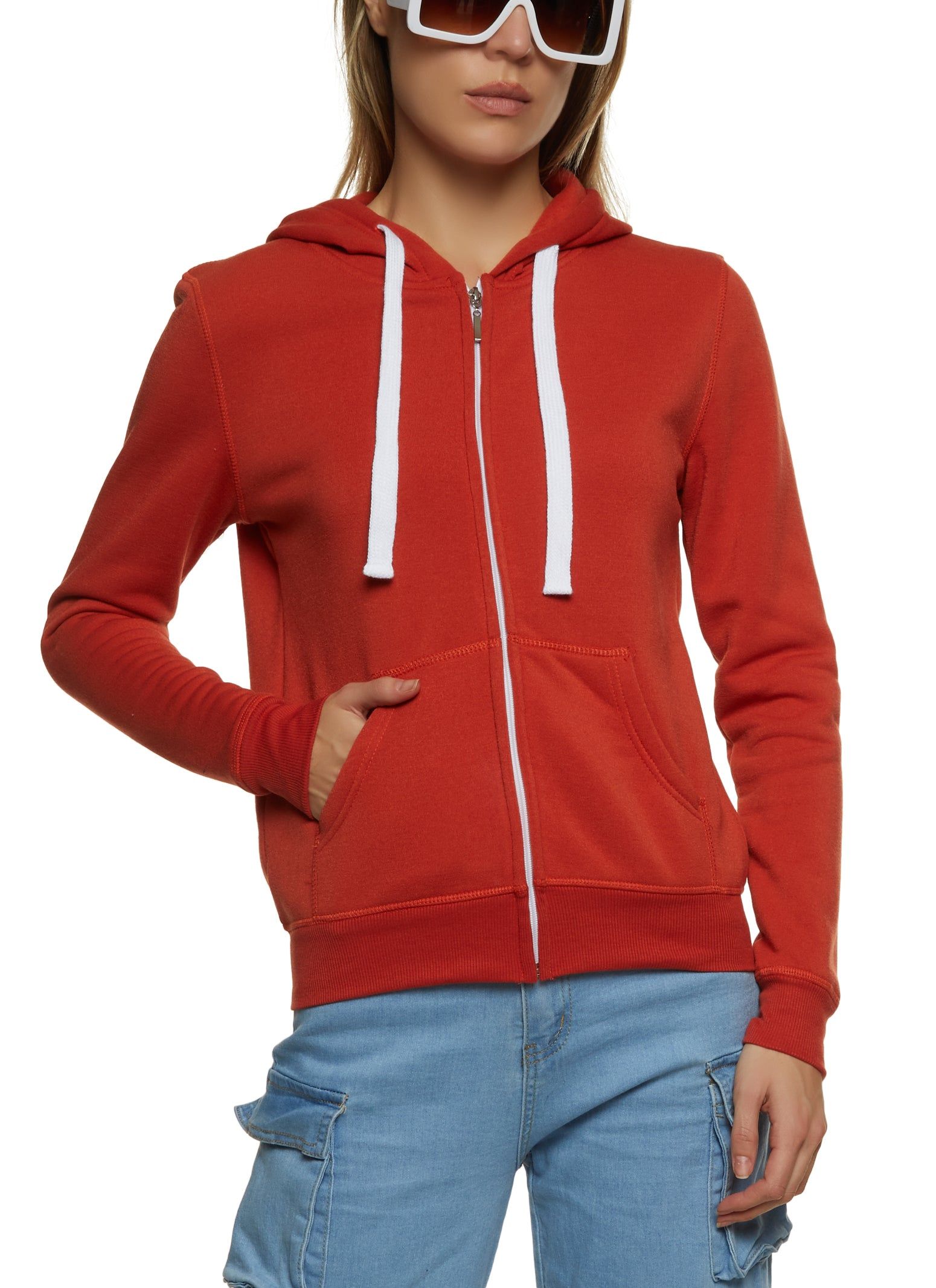 Solid Zip Front Hoodie sold by Rainbow