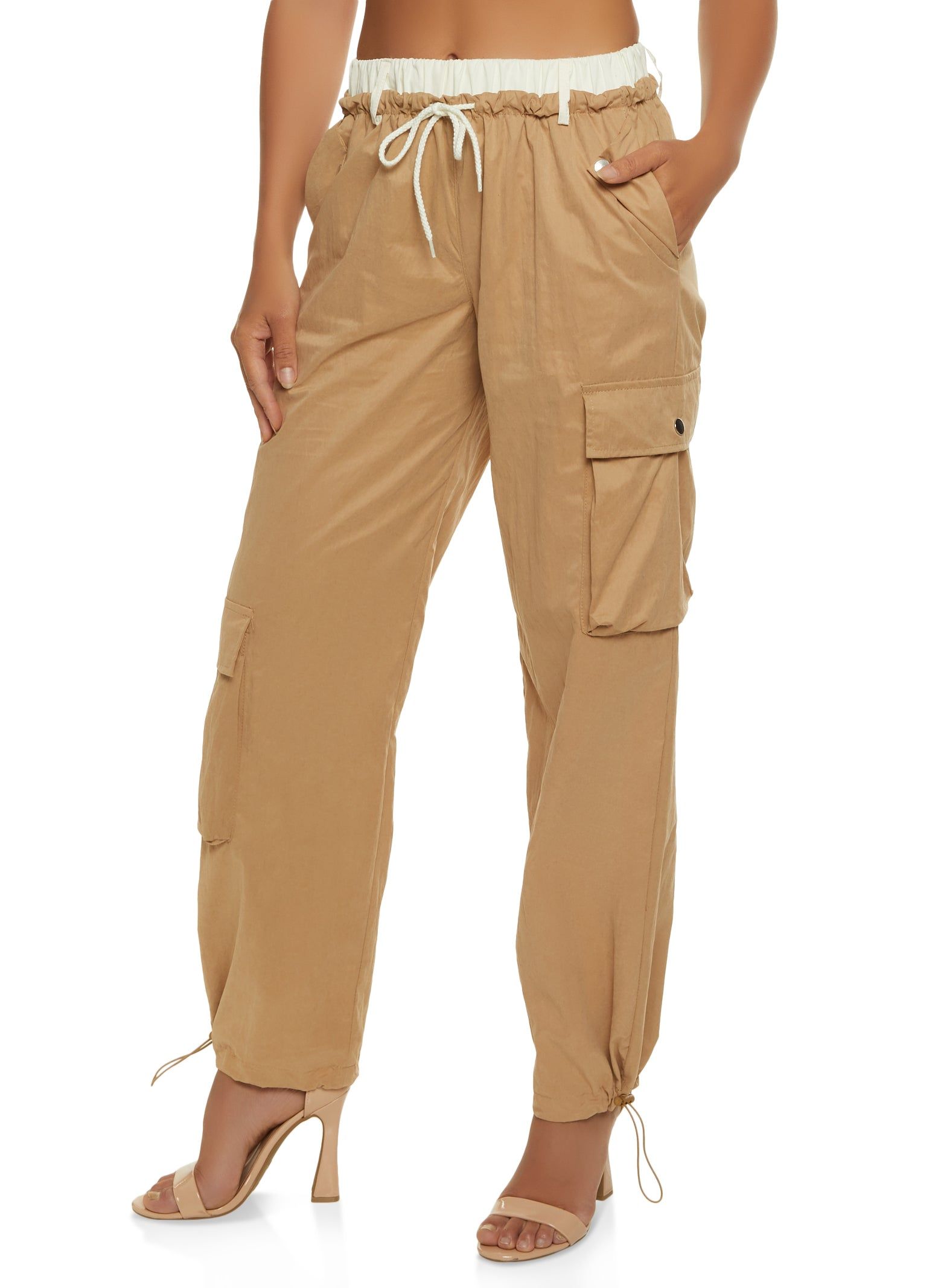 Toggle Drawstring Hem Cargo Pants sold by Rainbow