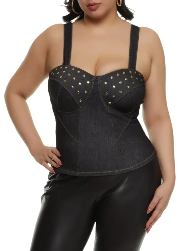Plus Size Studded Bustier Top sold by Rainbow