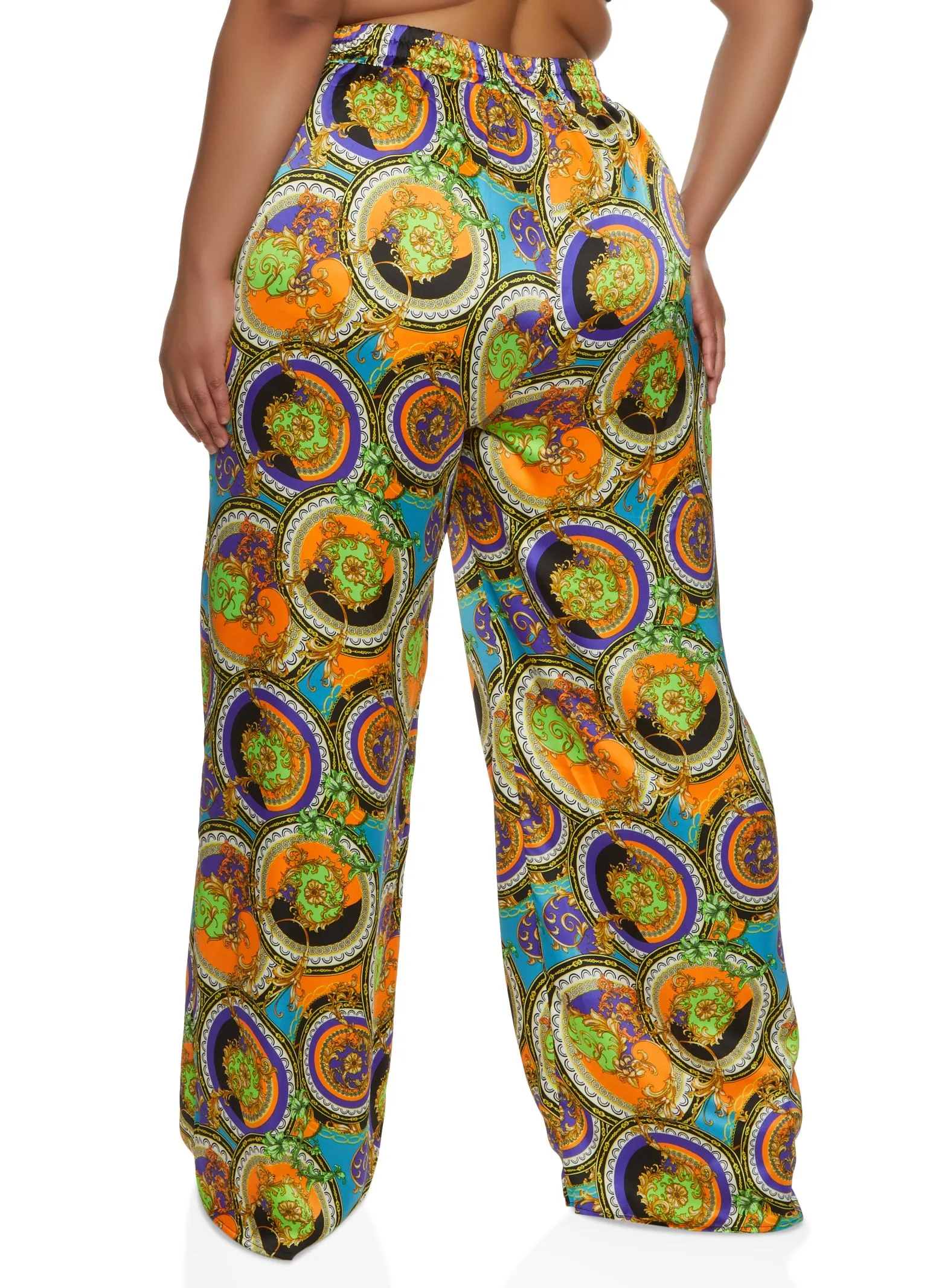 Plus Size Satin Printed Pattern Palazzo Pants sold by Rainbow product image thumbnail 2