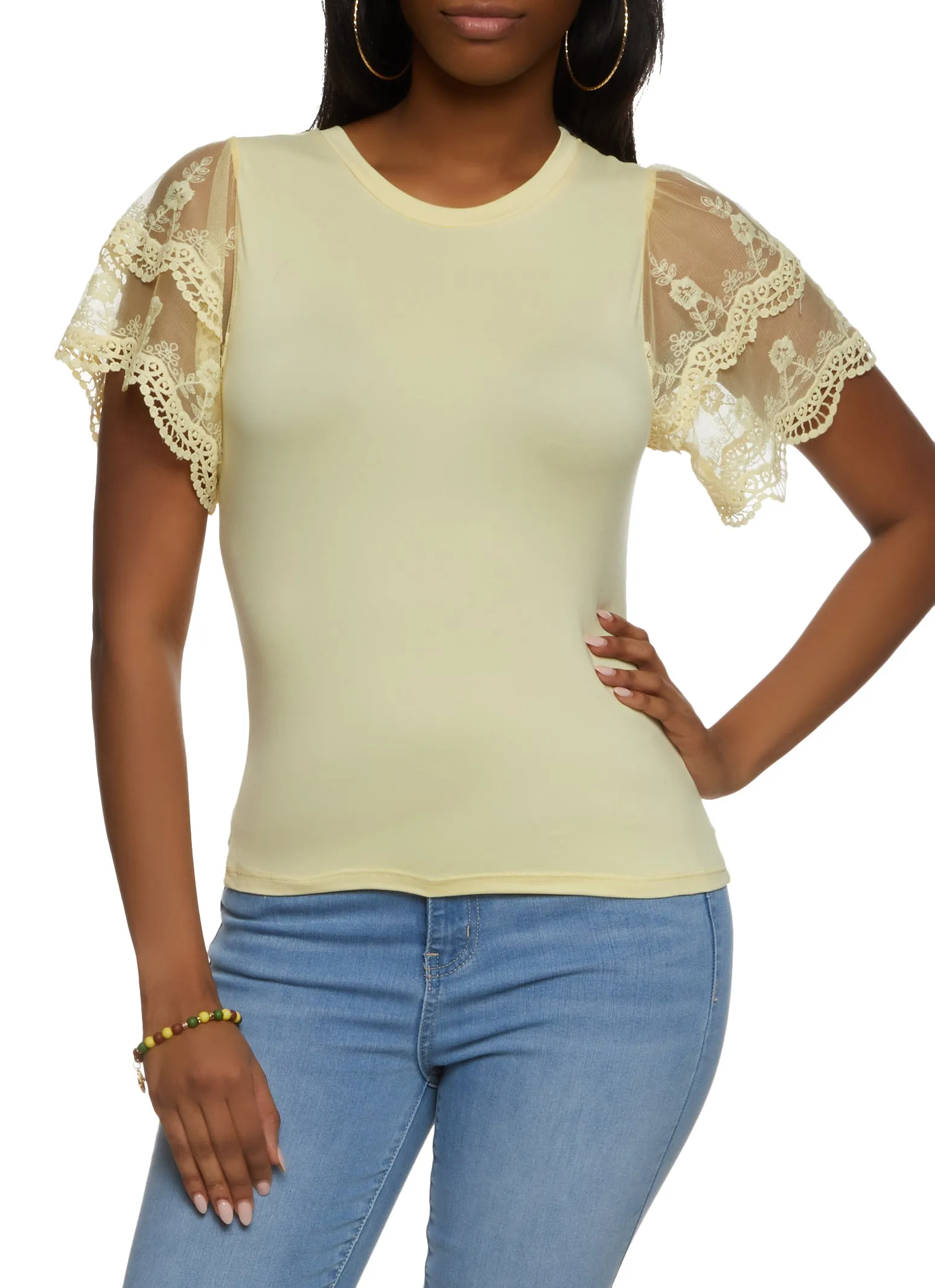 Lace Detail Bell Sleeve Blouse sold by Rainbow