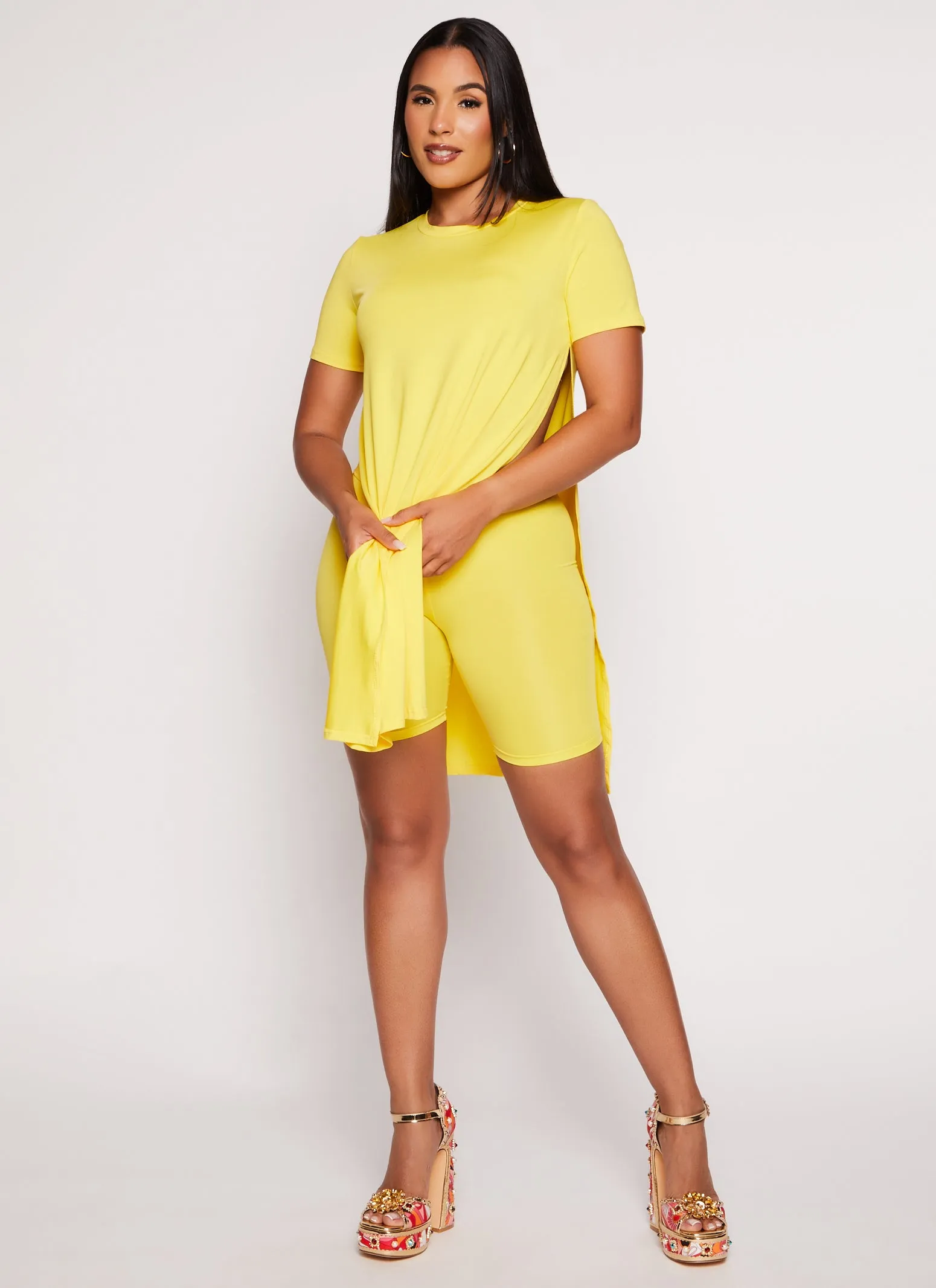 Daisy Crew Neck Side Slit Tunic Tee sold by Rainbow product image thumbnail 2