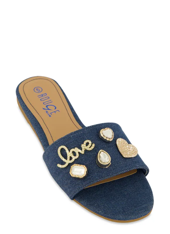 Love Charm Pendant Slide Sandals sold by Rainbow
