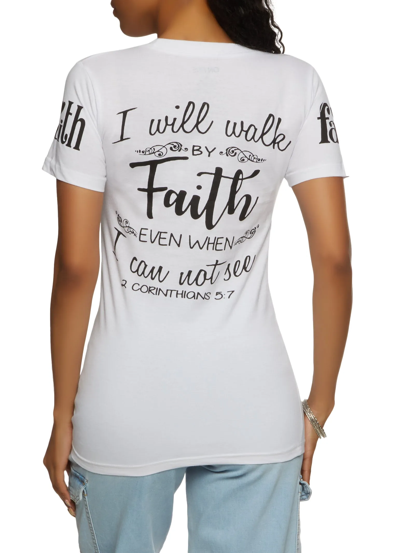 Walk By Faith Not By Sight Sequin Tee sold by Rainbow product image thumbnail 2