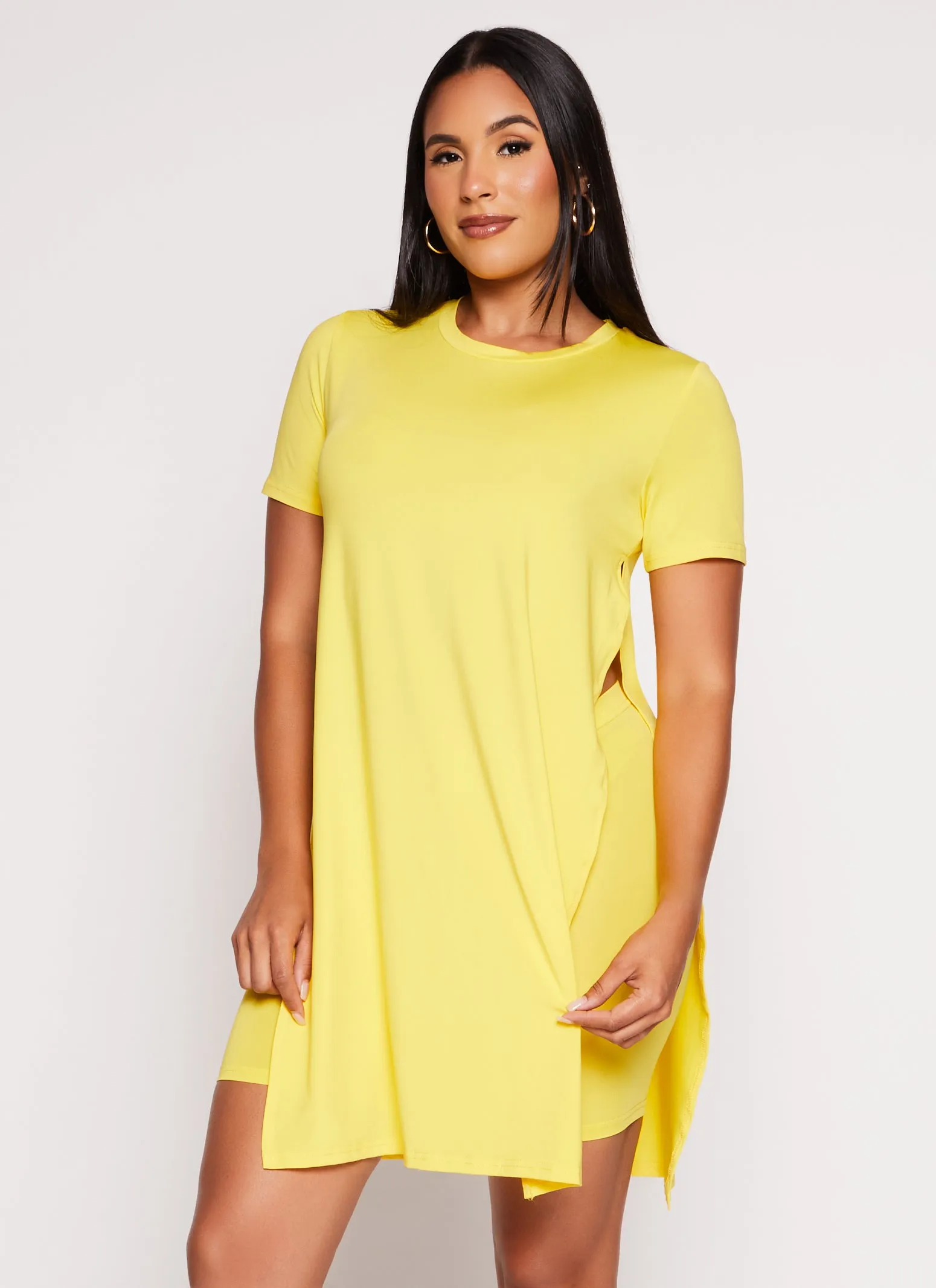 Daisy Crew Neck Side Slit Tunic Tee sold by Rainbow