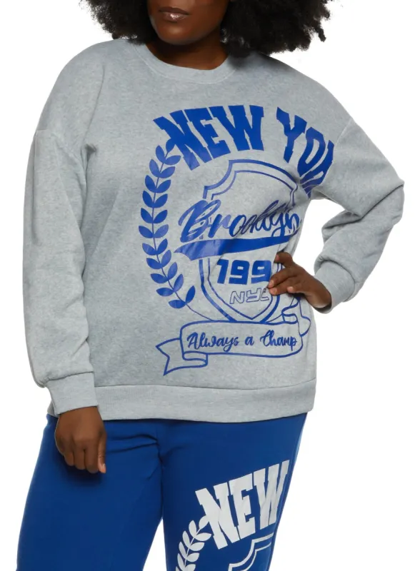 Plus Size New York Graphic Crew Neck Sweatshirt sold by Rainbow