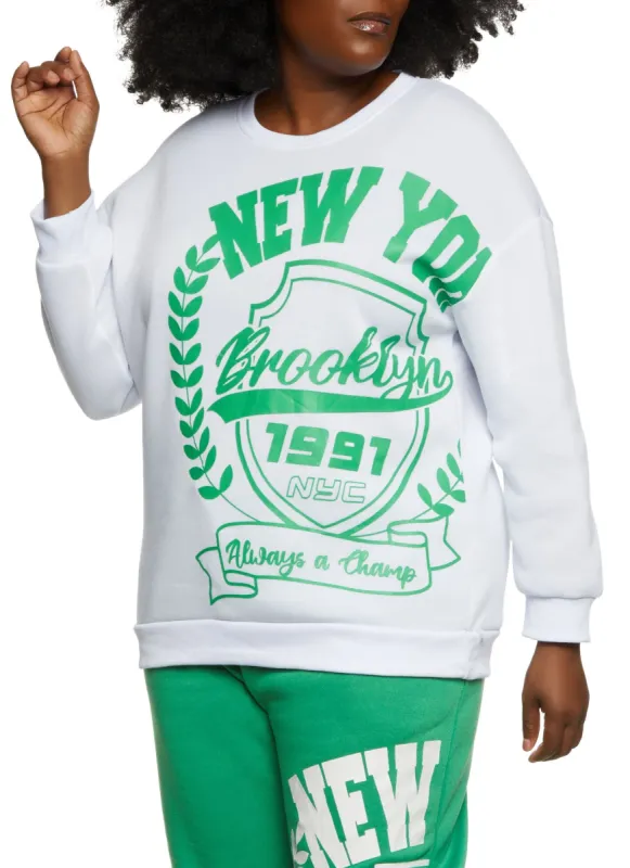 Plus Size New York Graphic Crew Neck Sweatshirt sold by Rainbow