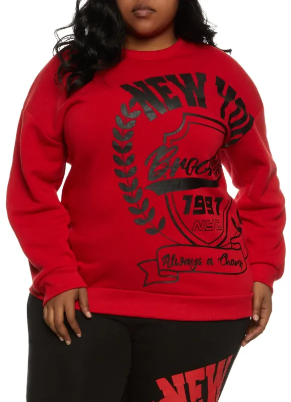 Plus Size New York Graphic Crew Neck Sweatshirt sold by Rainbow