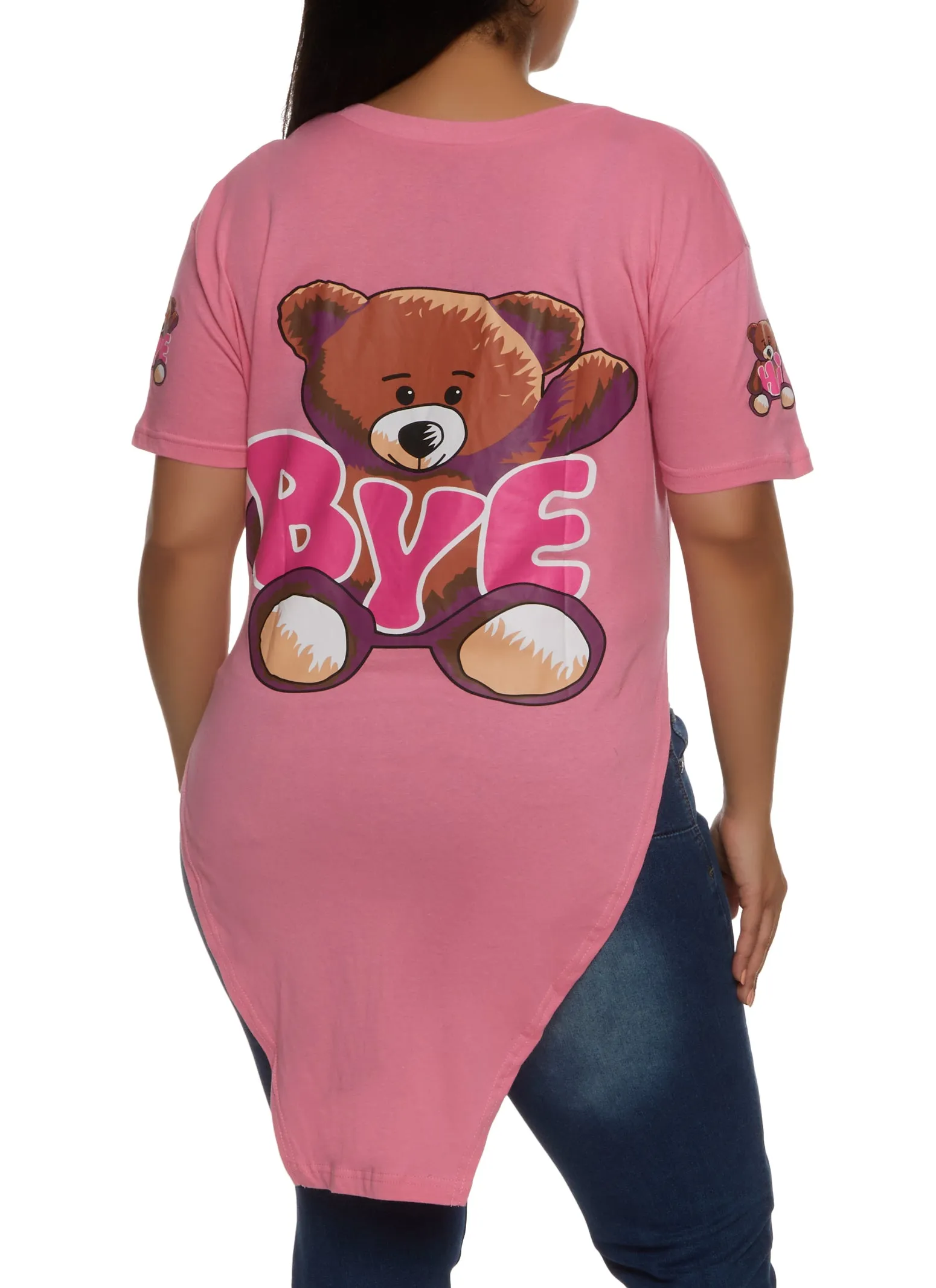 Plus Size Bye Bear Hanky Hem Back Graphic T Shirt sold by Rainbow product image thumbnail 2