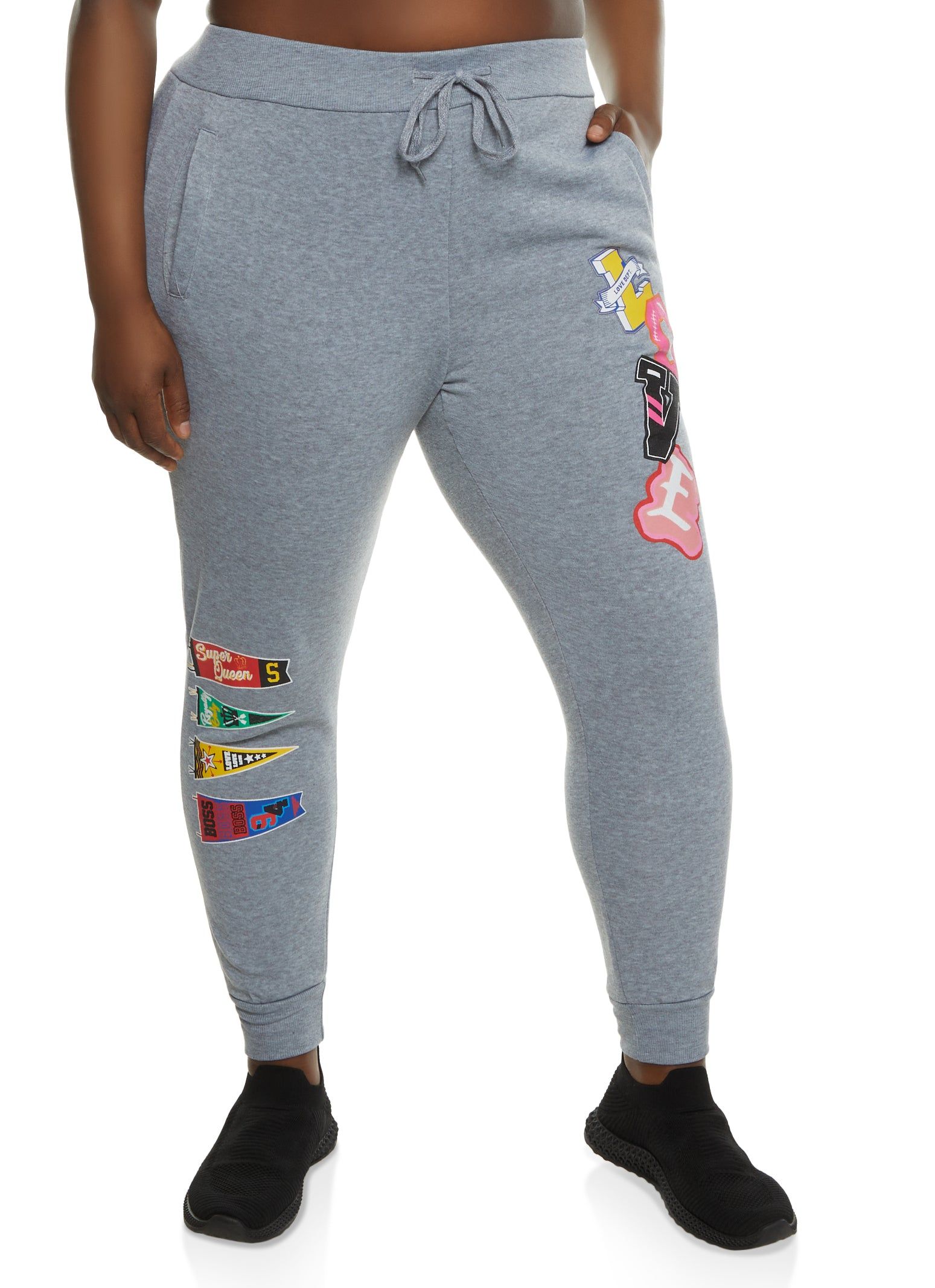 Plus Size Love Patch Graphic Joggers sold by Rainbow