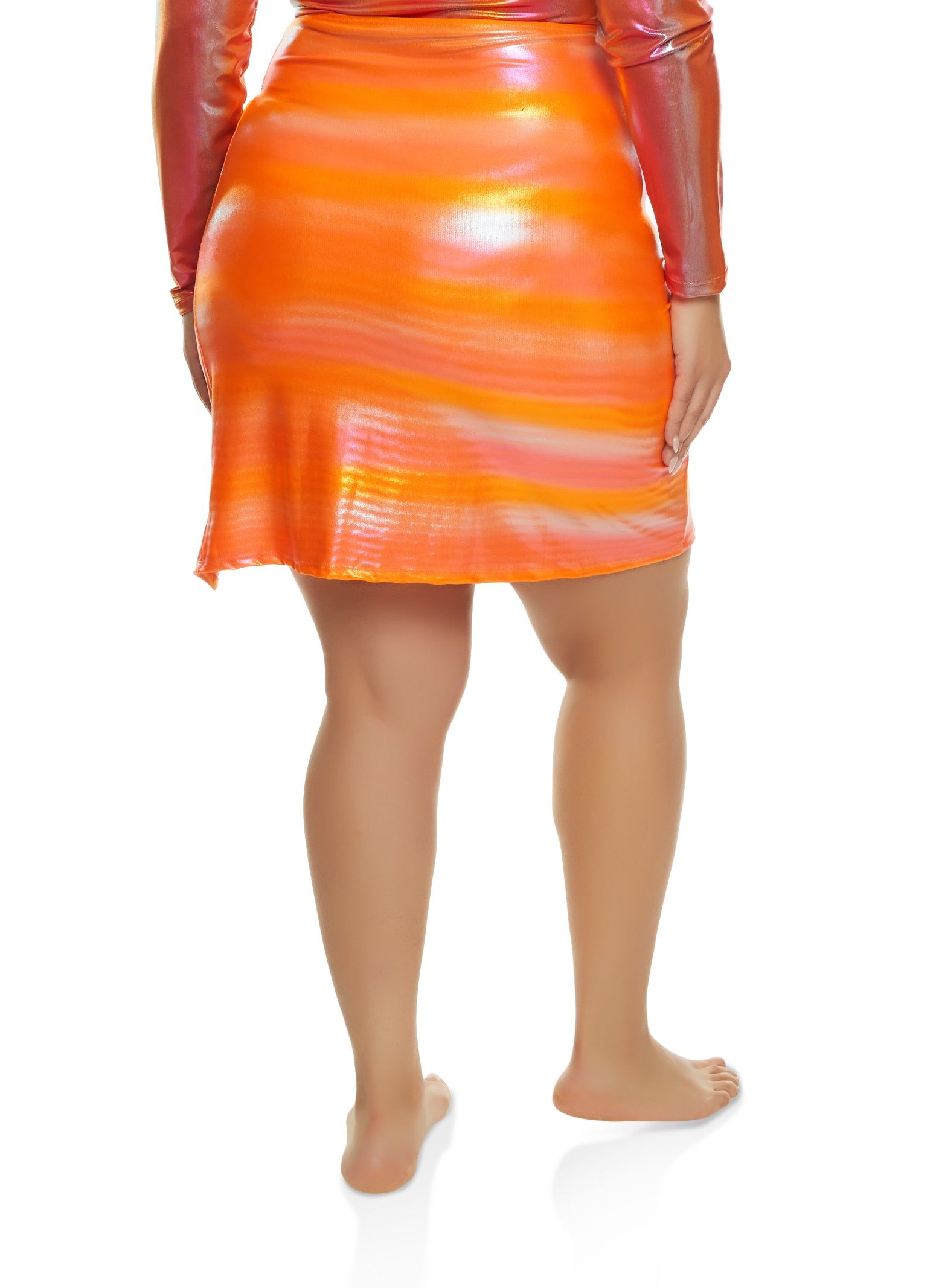 Plus Size Metallic Printed Ruched Cover Up Skirt sold by Rainbow product image thumbnail 3