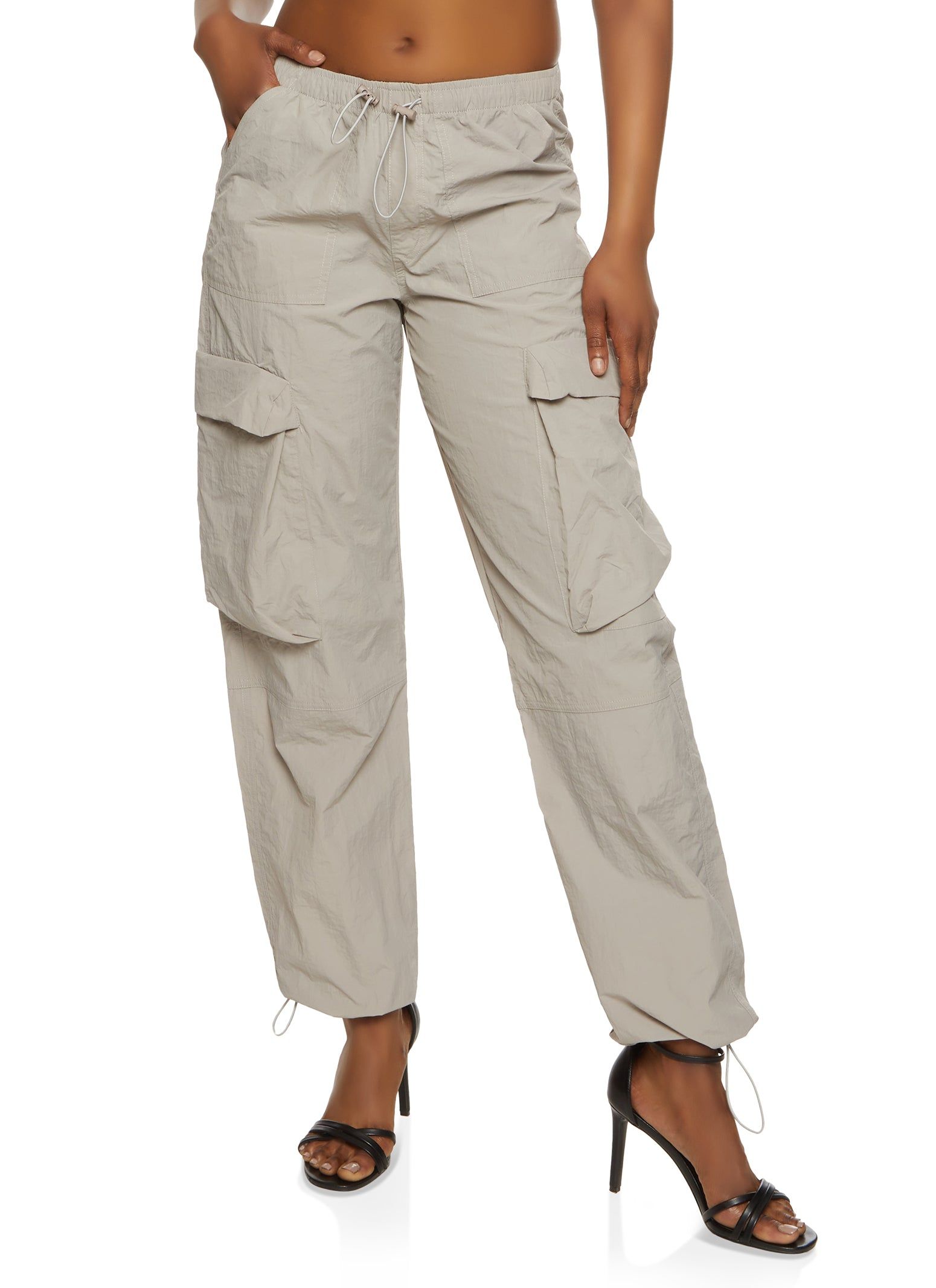 Nylon Drawstring Hem Cargo Pants sold by Rainbow