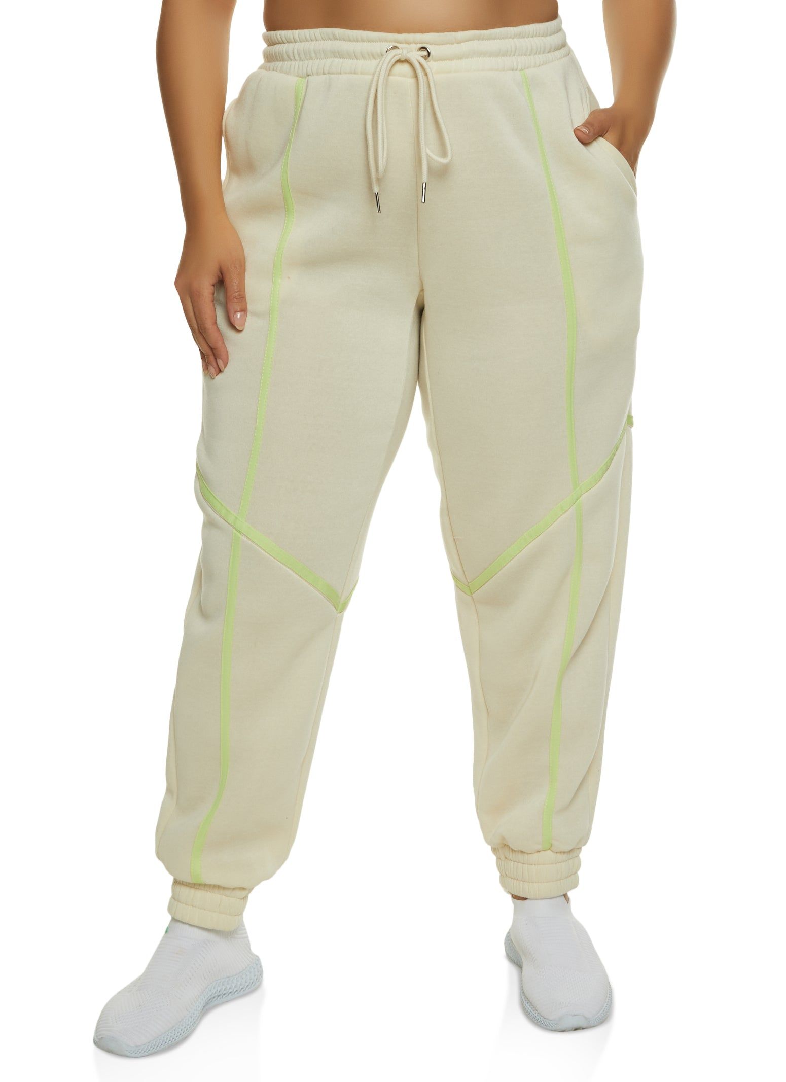 Plus Size Contrast Piping Joggers sold by Rainbow