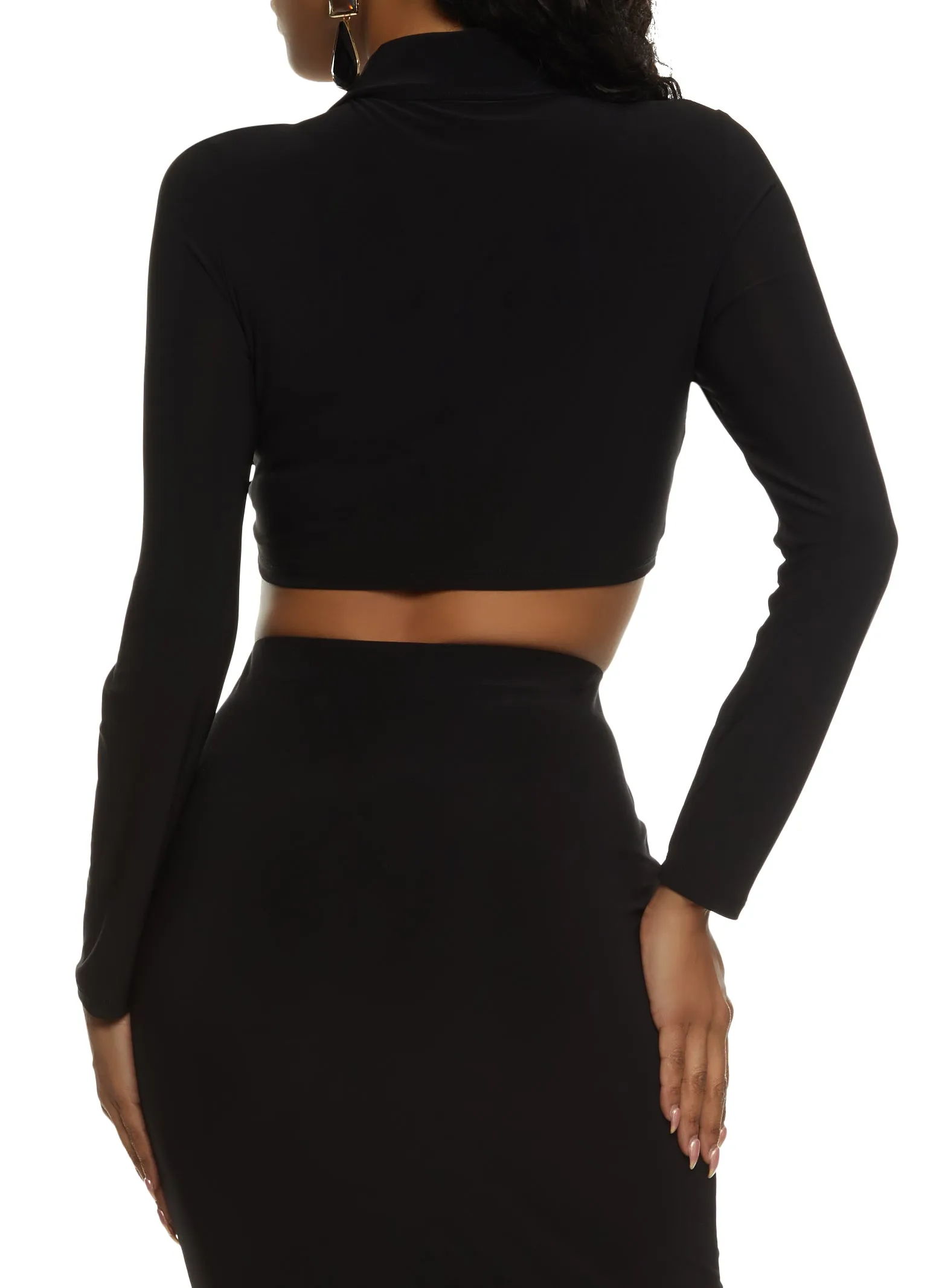 Long Sleeve Tie Front Cropped Blouse sold by Rainbow product image thumbnail 3