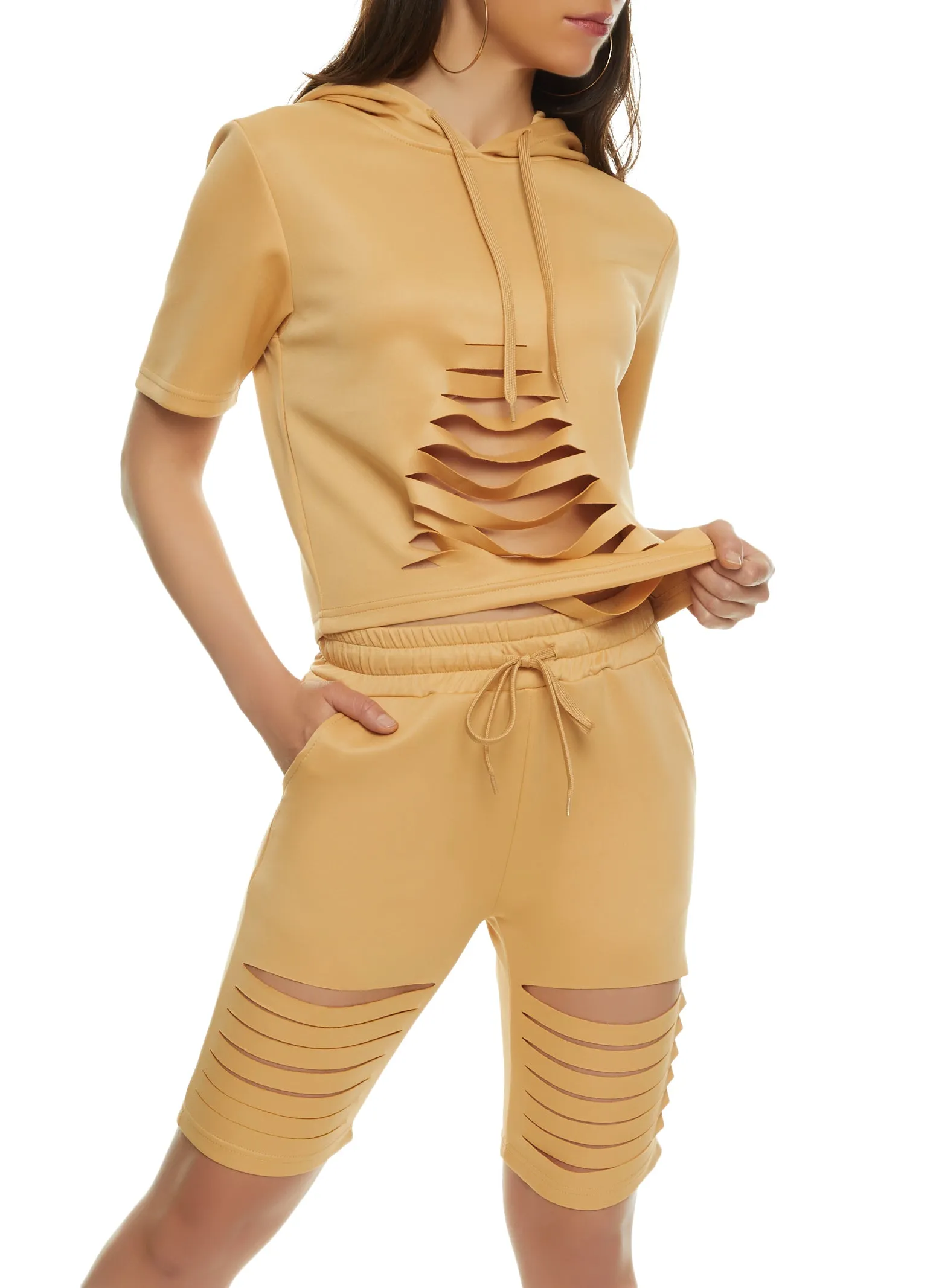 Slashed Short Sleeve Hoodie sold by Rainbow product image thumbnail 2