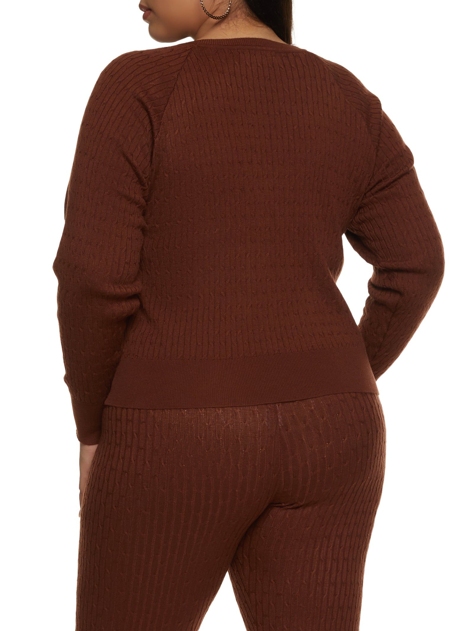 Plus Size Crew Neck Cable Knit Pullover Sweater sold by Rainbow product image thumbnail 3