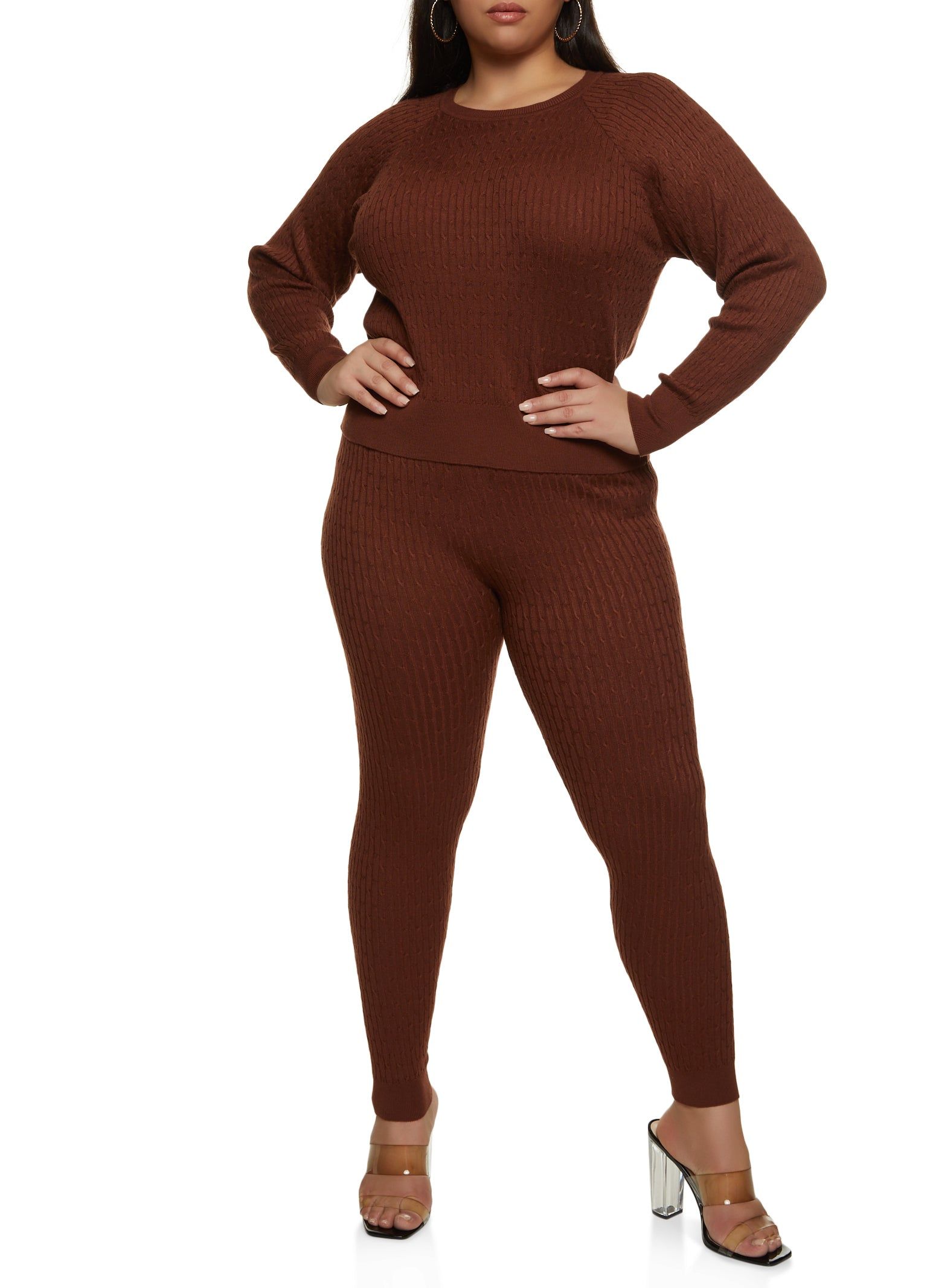 Plus Size Crew Neck Cable Knit Pullover Sweater sold by Rainbow product image thumbnail 2