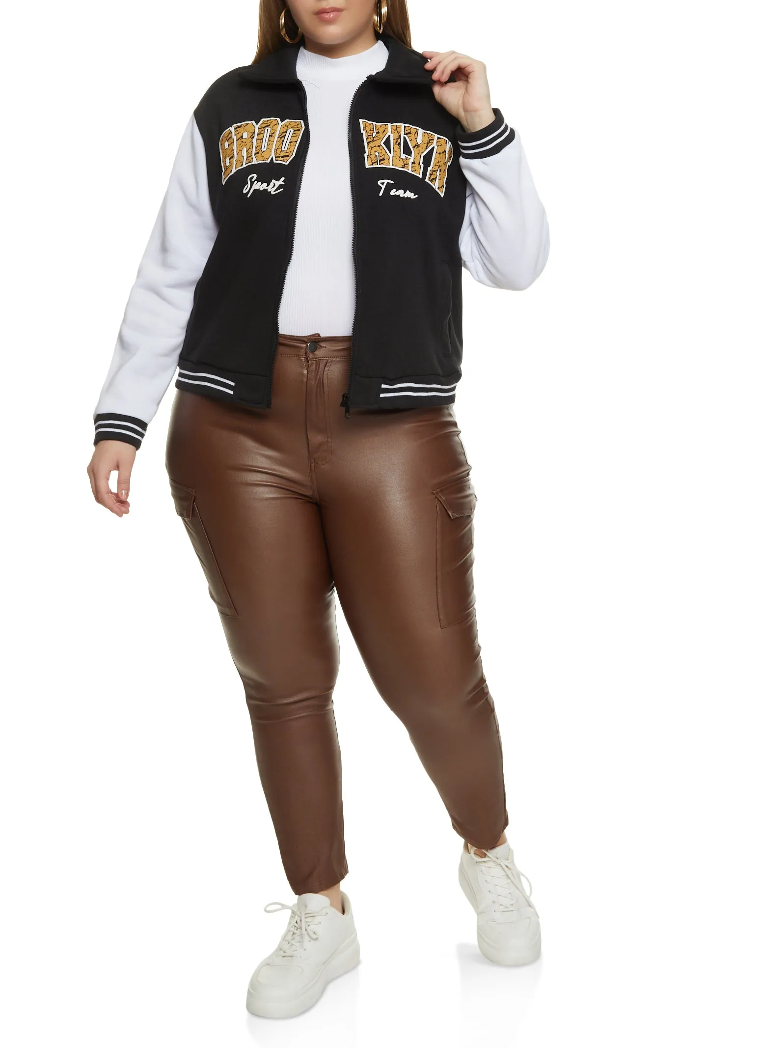 Plus Size Brooklyn Zip Front Varsity Jacket sold by Rainbow product image thumbnail 2