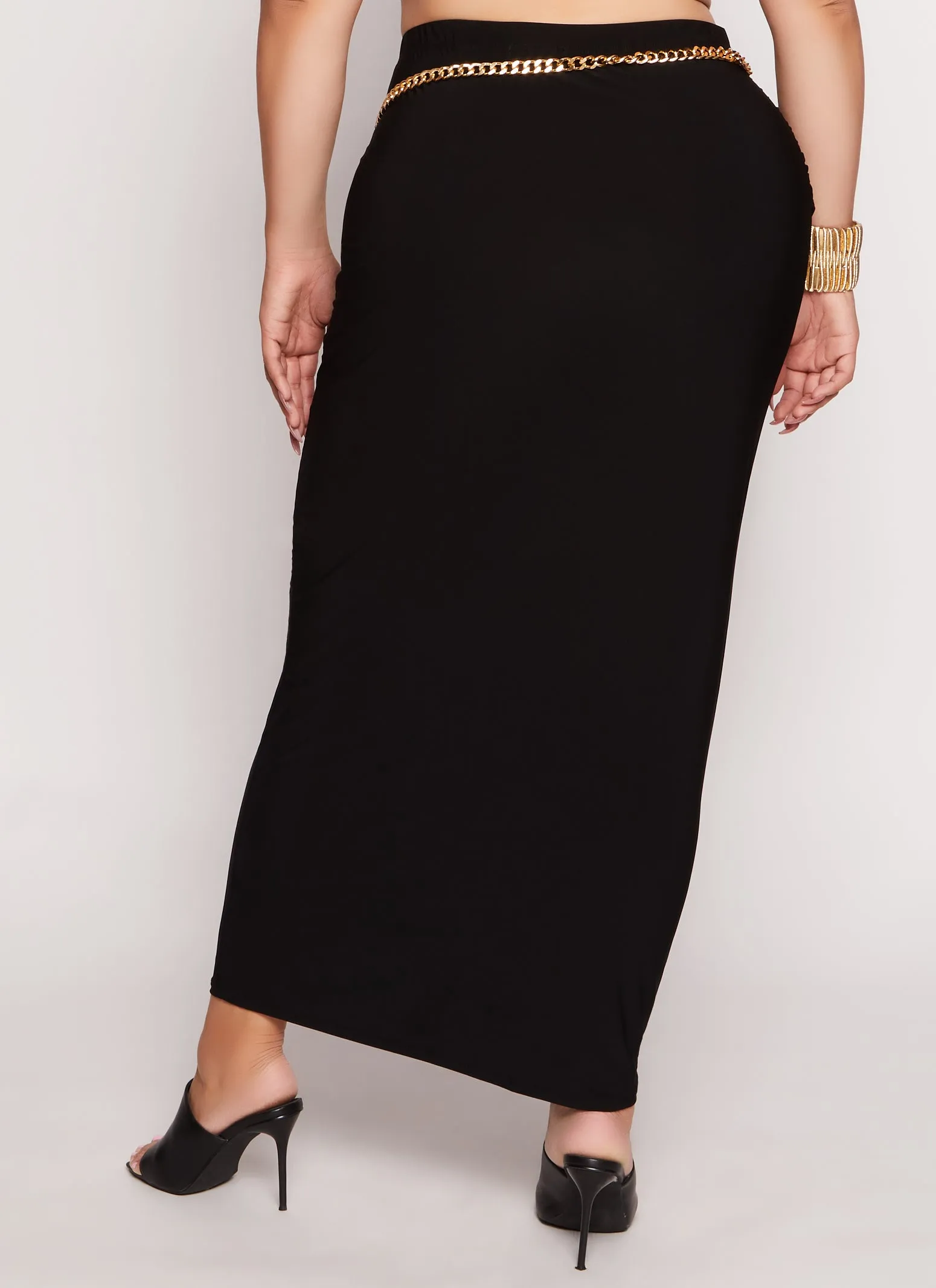 Plus Size Ruched High Waist Maxi Skirt sold by Rainbow product image thumbnail 3