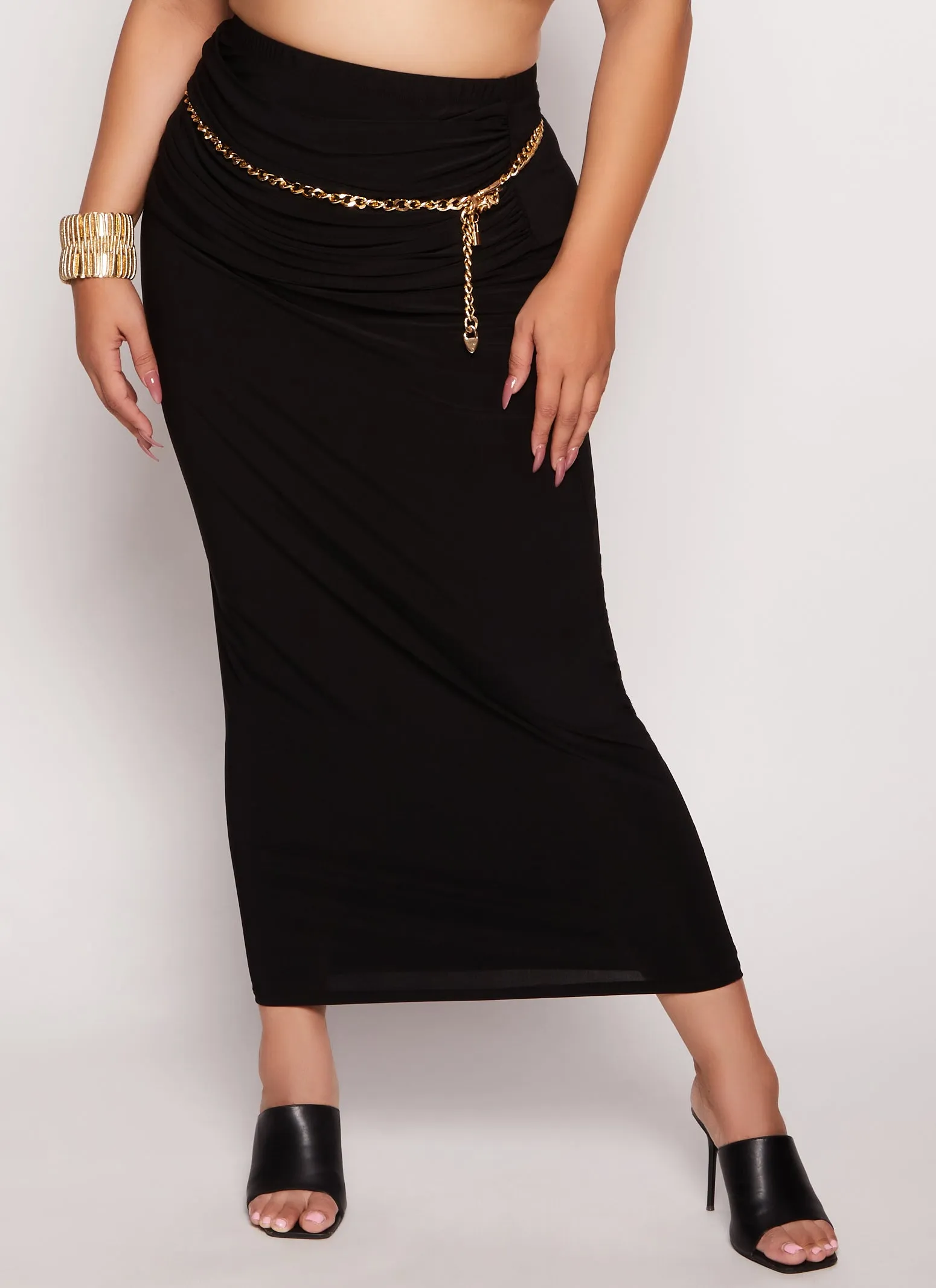 Plus Size Ruched High Waist Maxi Skirt sold by Rainbow product image thumbnail 2