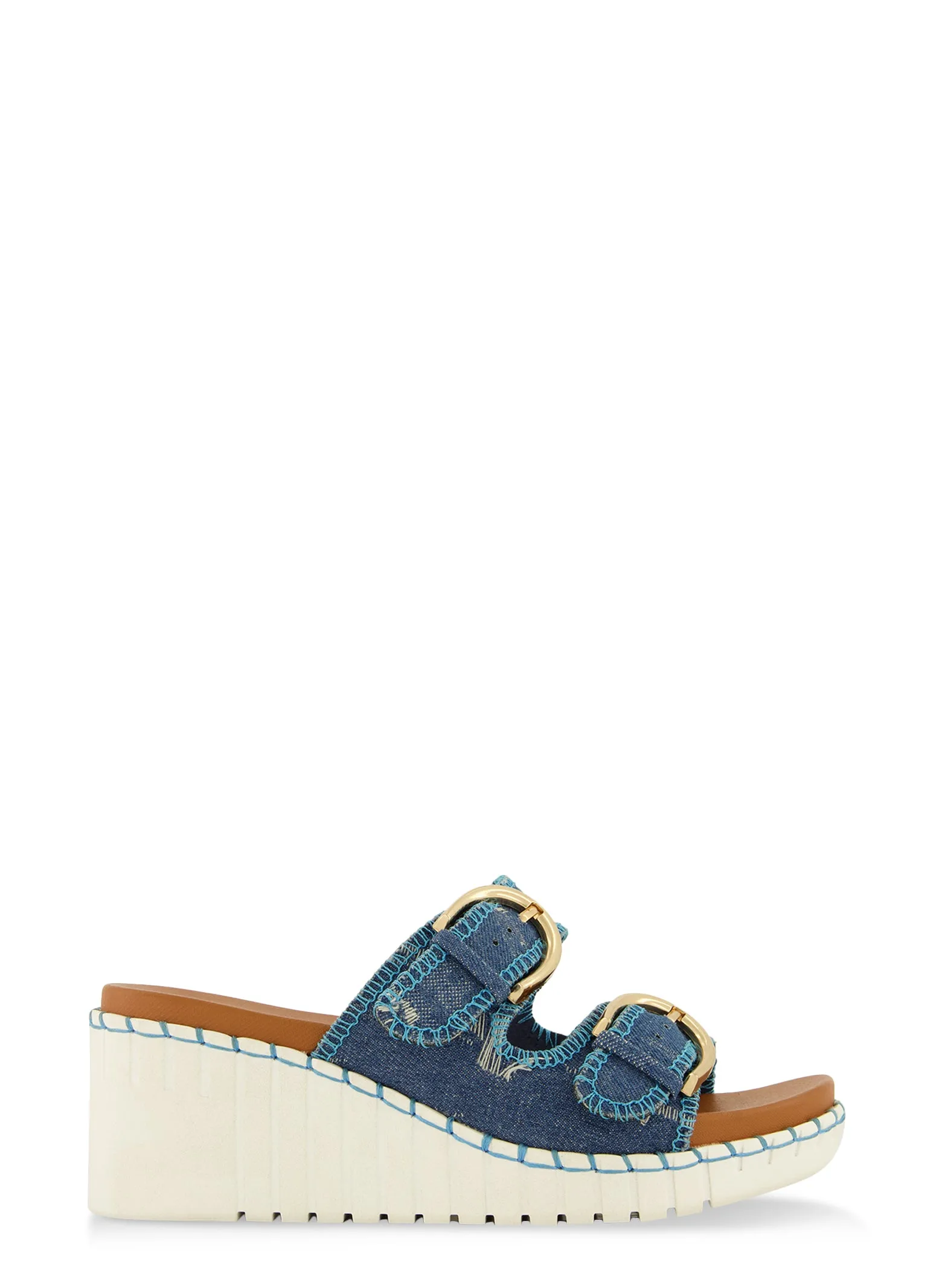 Double Buckle Strap Wedge Slide Sandals sold by Rainbow product image thumbnail 2