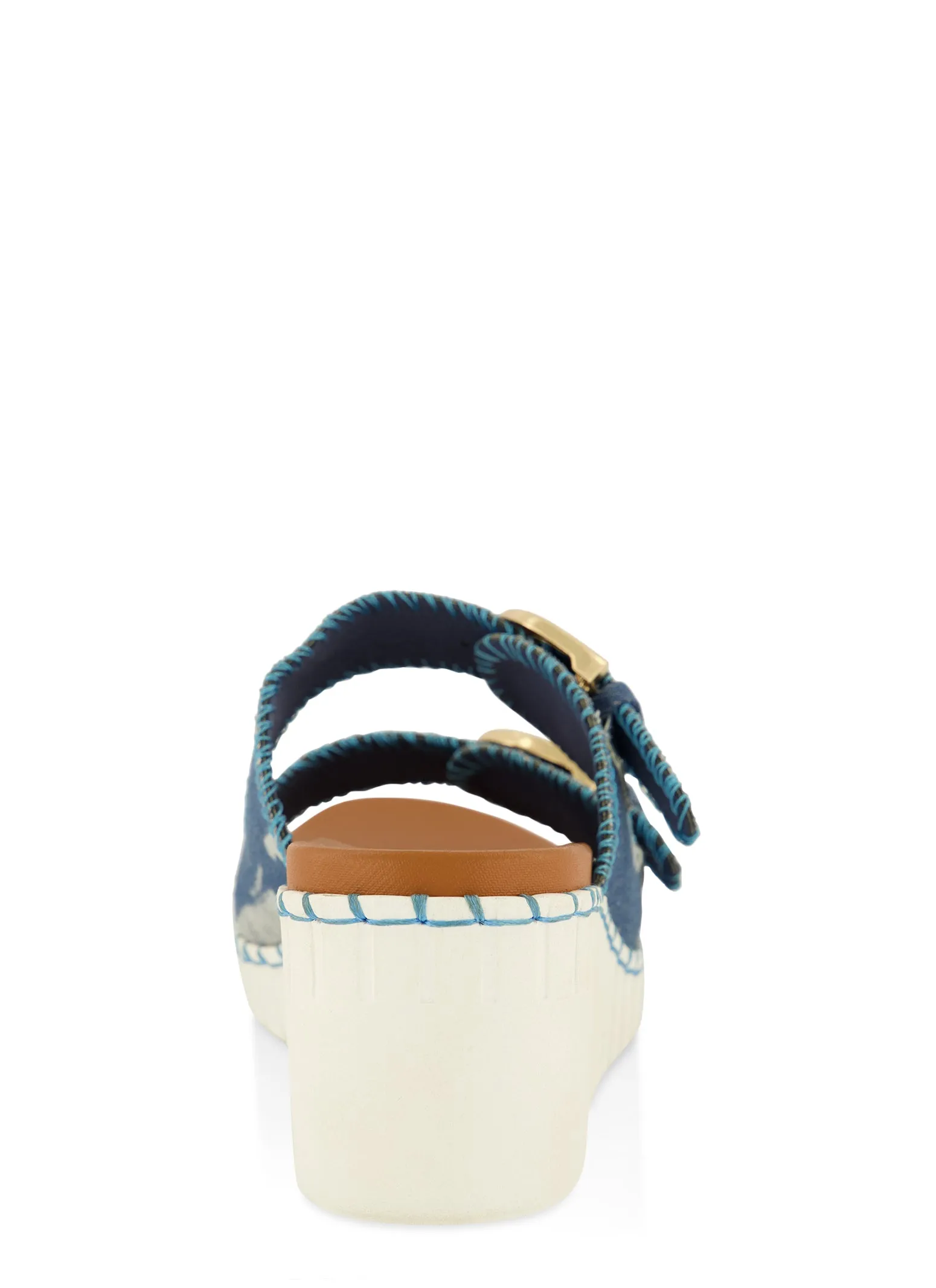 Double Buckle Strap Wedge Slide Sandals sold by Rainbow product image thumbnail 3