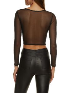 Mesh Long Sleeve Lurex Corset Crop Top sold by Rainbow