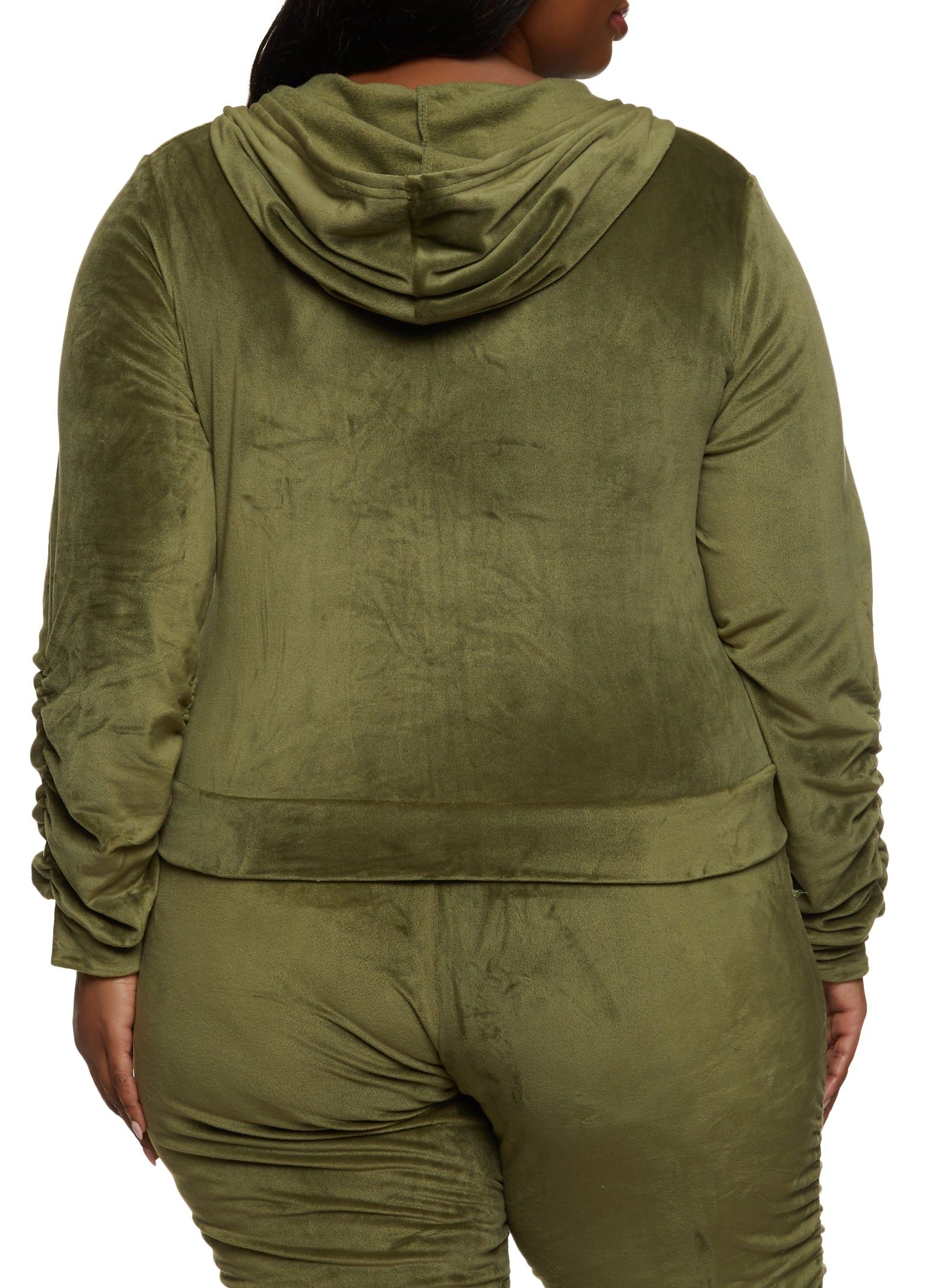 Plus Size Ruched Zip Front Hooded Sweatshirt sold by Rainbow product image thumbnail 3