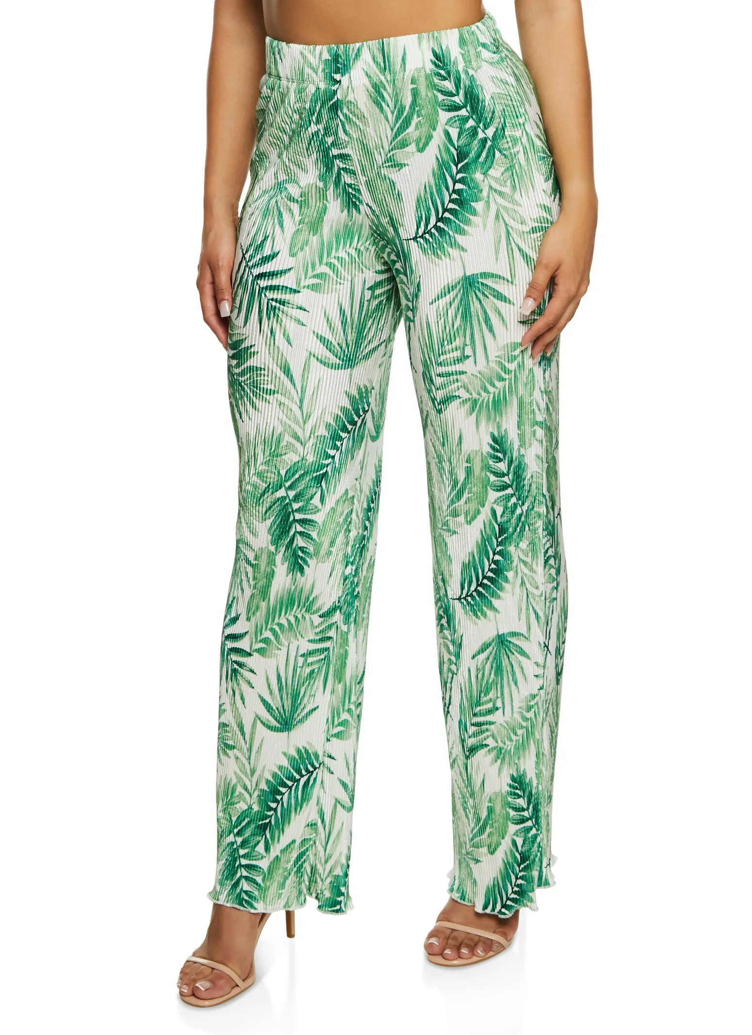 Almost Famous Plisse Palm Print Wide Leg Pants sold by Rainbow product image thumbnail 2