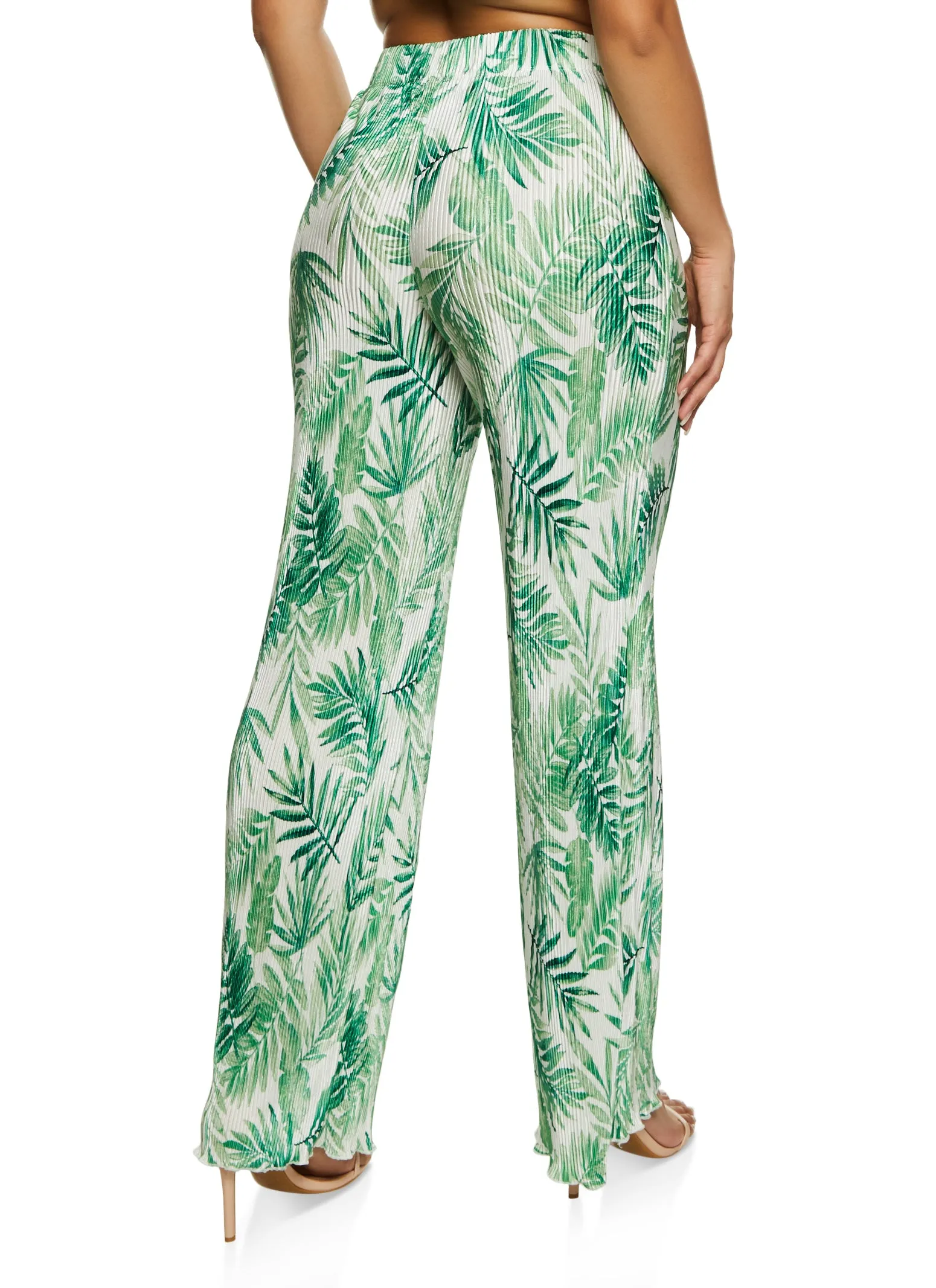 Almost Famous Plisse Palm Print Wide Leg Pants sold by Rainbow product image thumbnail 3