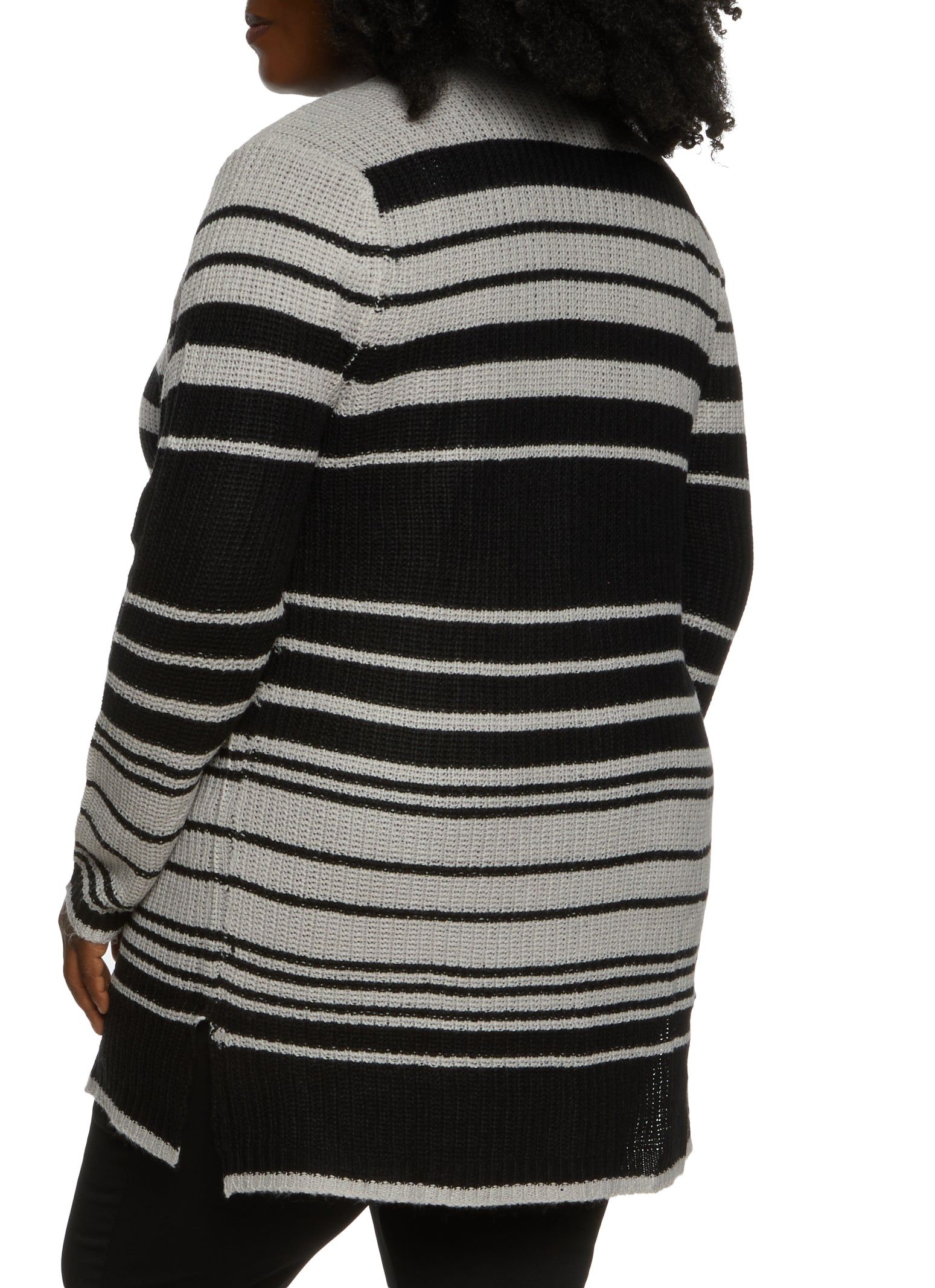 Plus Size Striped Open Front Cardigan sold by Rainbow product image thumbnail 2