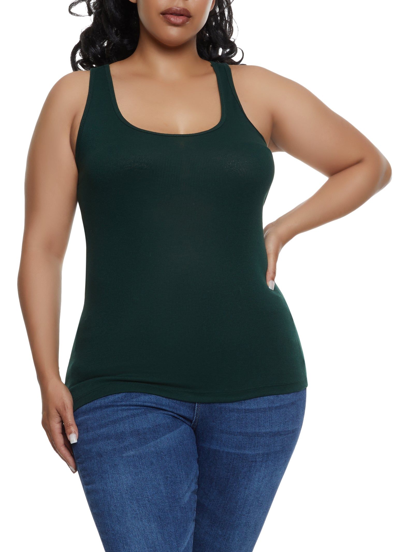 Plus Size Ribbed Knit Tank Top sold by Rainbow