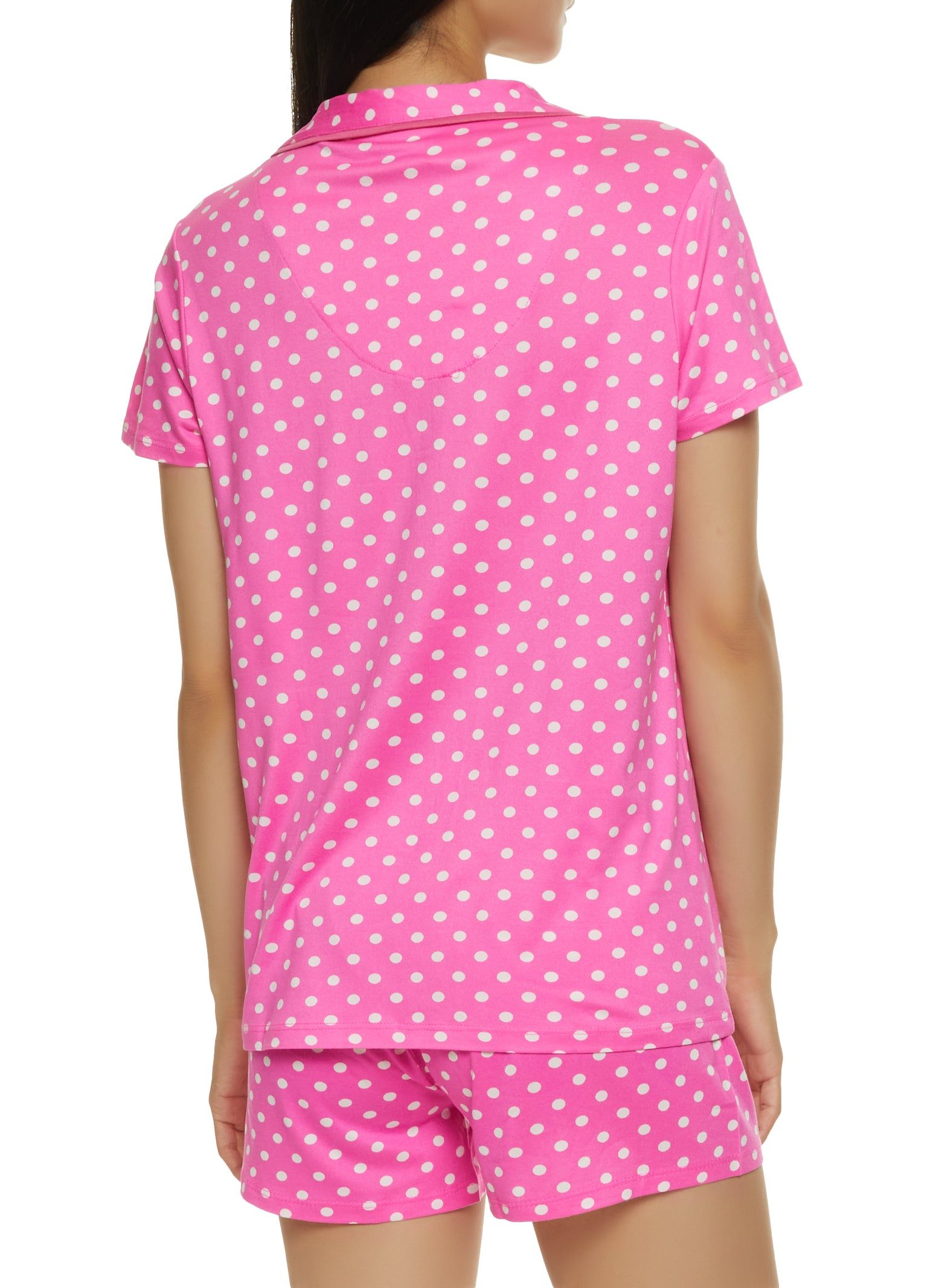 Polka Dot Print Notch Collar Pajama Shirt and Shorts sold by Rainbow product image thumbnail 2