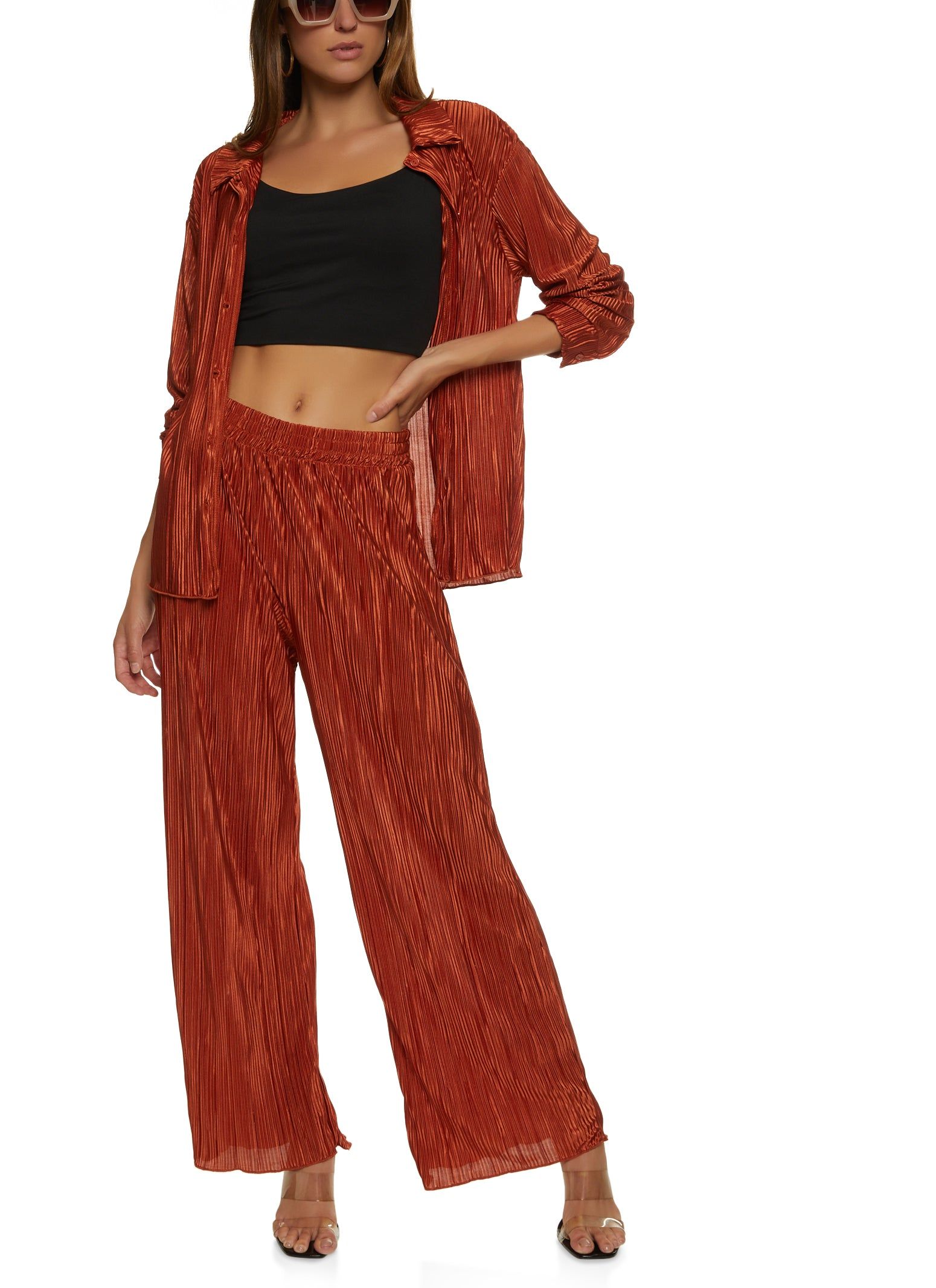 Solid Plisse Button Front Shirt sold by Rainbow product image thumbnail 2