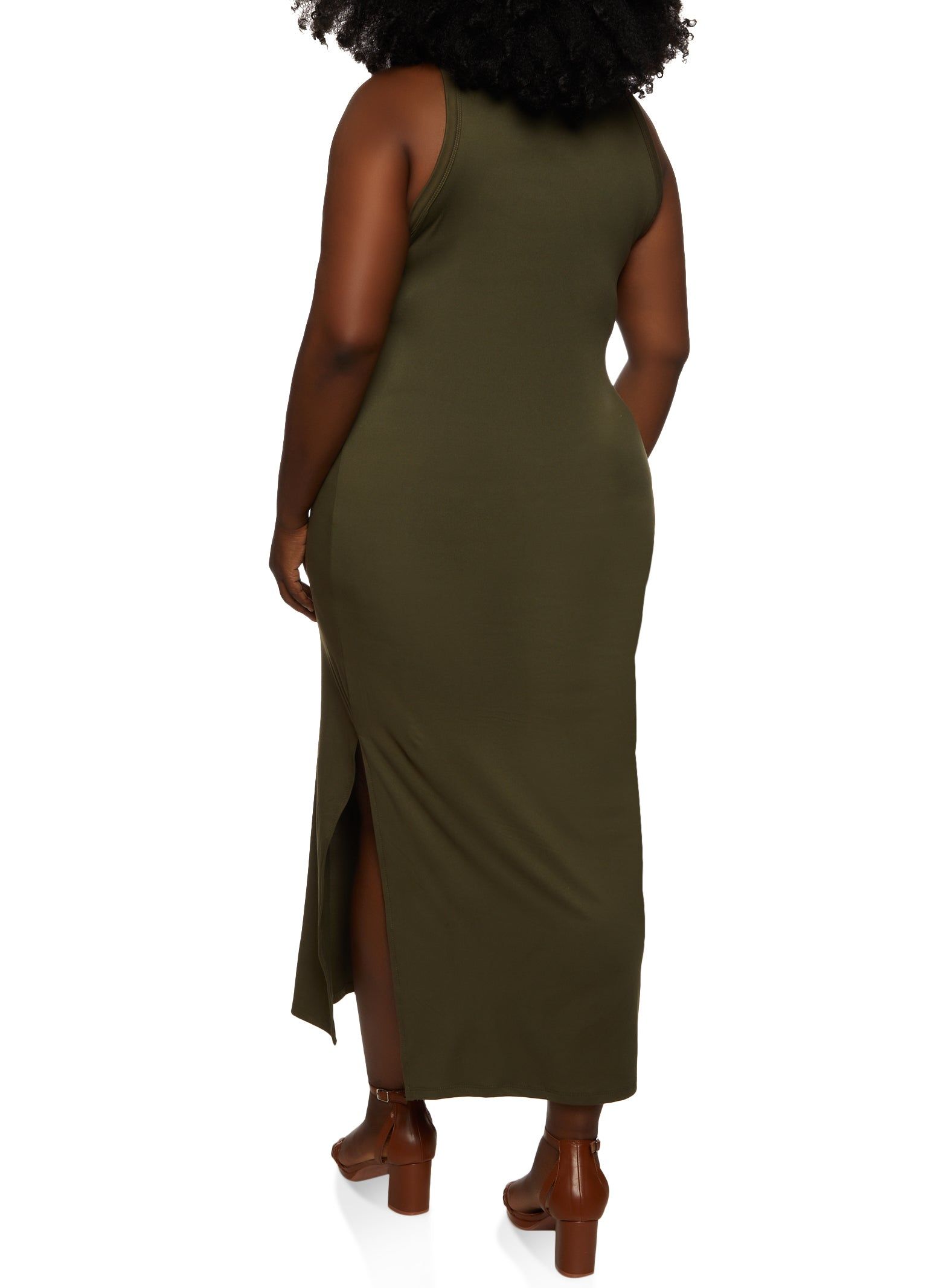 Plus Size Scoop Neck Side Slit Maxi Dress sold by Rainbow product image thumbnail 3