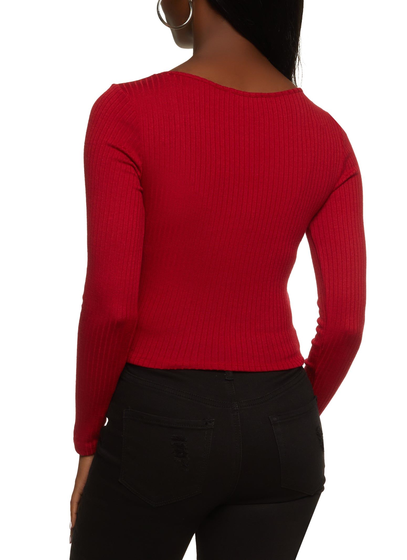 Ribbed Scoop Neck Long Sleeve Top sold by Rainbow product image thumbnail 2