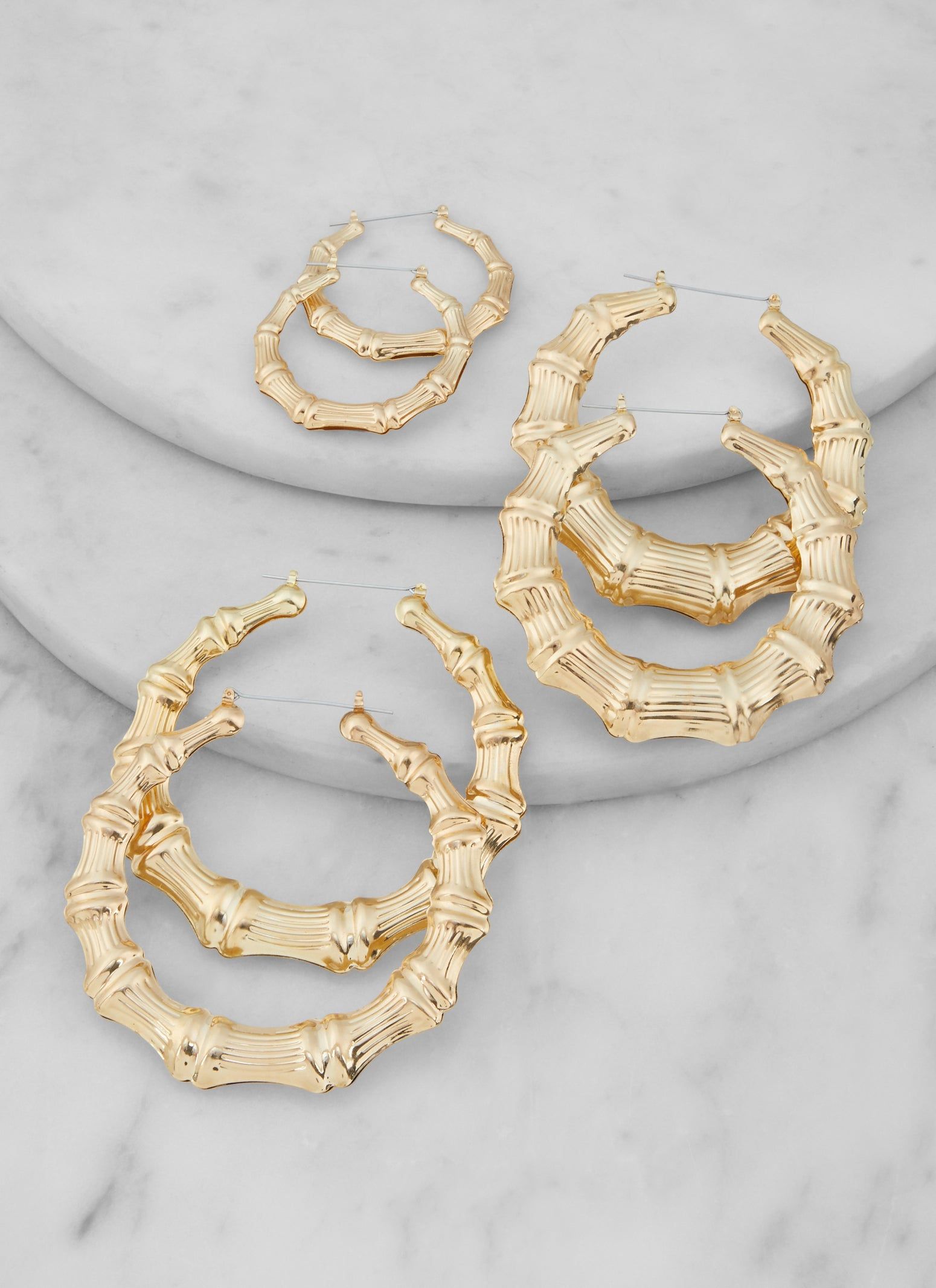 Bamboo Hoop Earrings Trio sold by Rainbow