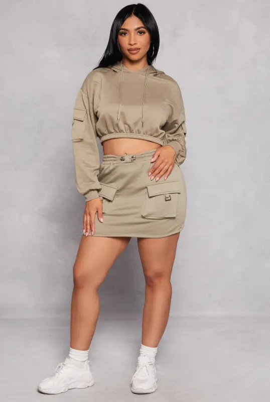 Almost Famous Fleece Cargo Pocket Mini Skirt sold by Rainbow