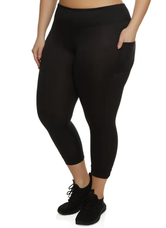 Plus Size High Waist Cell Phone Pocket Leggings sold by Rainbow