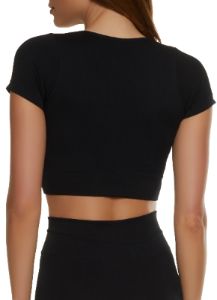 Seamless Half Zip Active Crop Top sold by Rainbow